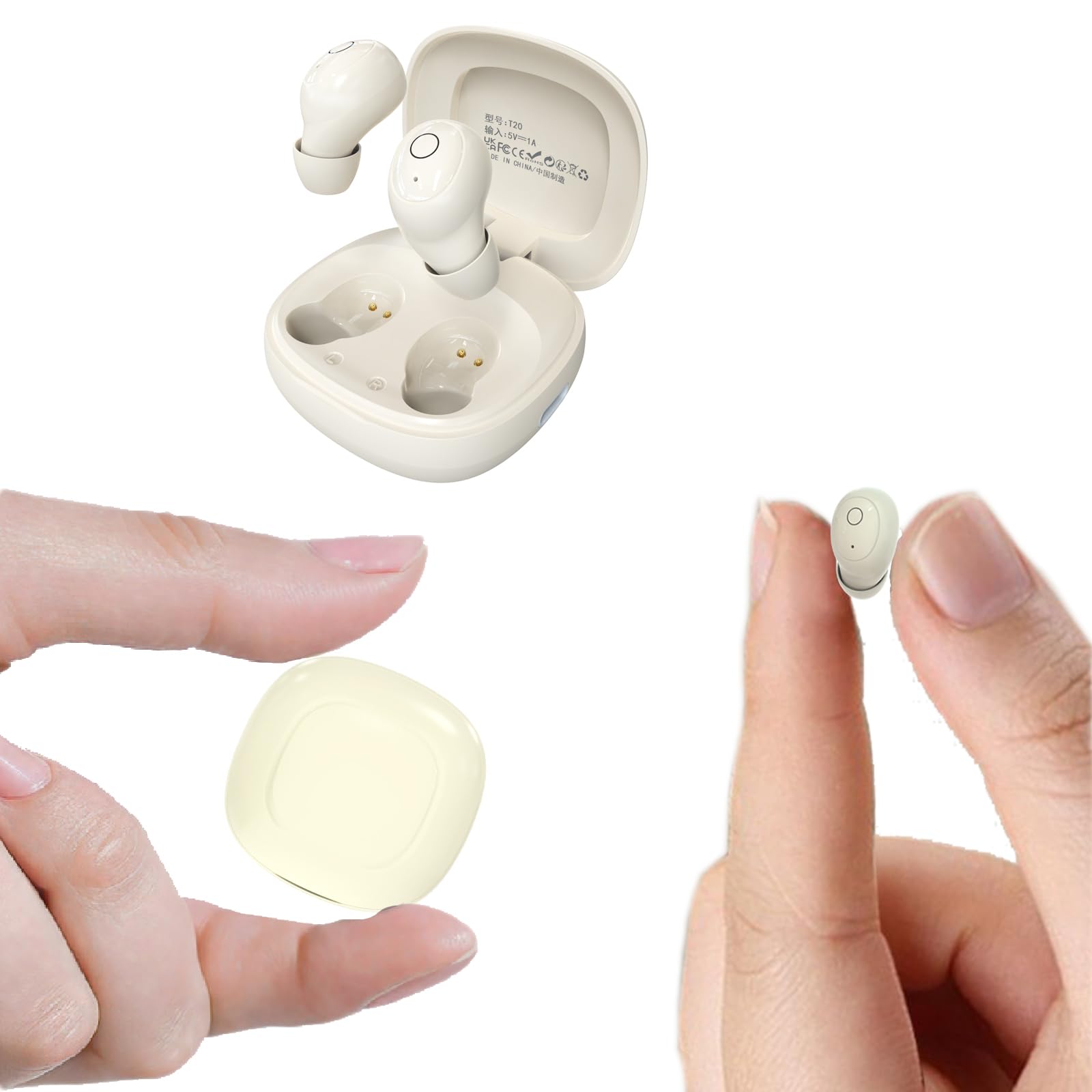 Xmenha Pequeños auriculares invisibles con Bluetooth inalámbricos ocultos para orejas pequeñas, pequeños auriculares ocultos para dormir de lado, auriculares invisibles para dormir, tono de piel