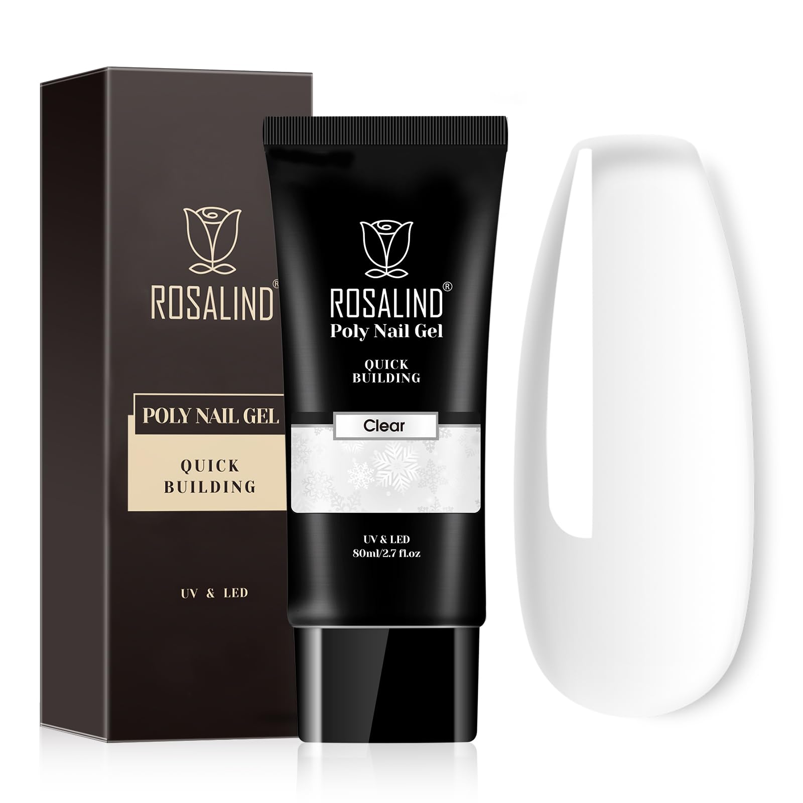 Clear Acrylic Poly Extension Gel, ROSALIND 80ml Poly Nail Gel Builder for Nail Art Decoration, Nail Thickening Extension Easy to DIY Use at Home Need UV Lamp-image-42