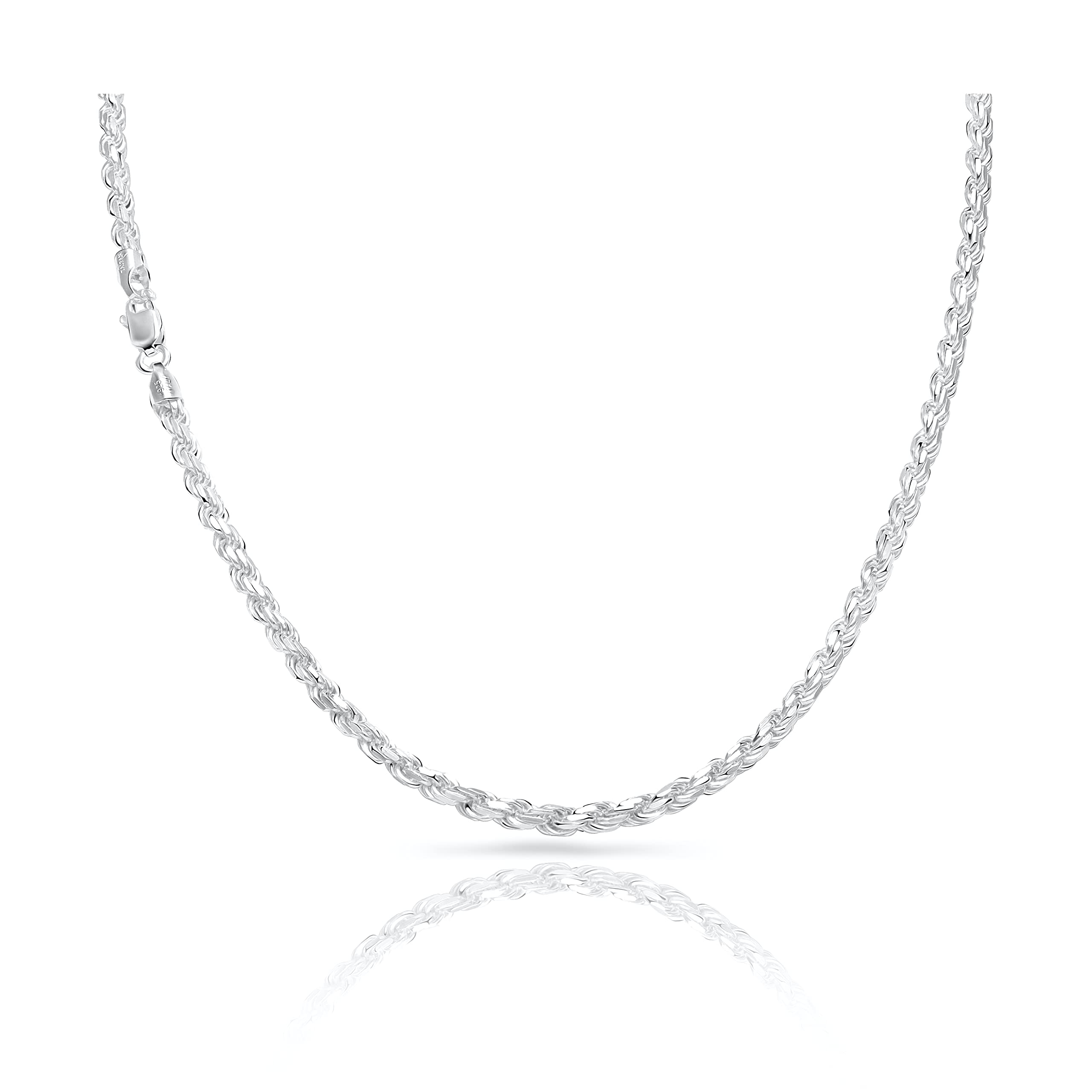 TAIPANRope Chain 3.5 mm Wide 50-55-60-65-70 cm Long Chain Made of 925 Sterling Silver Unisex Including Cleaning Cloth Certificate