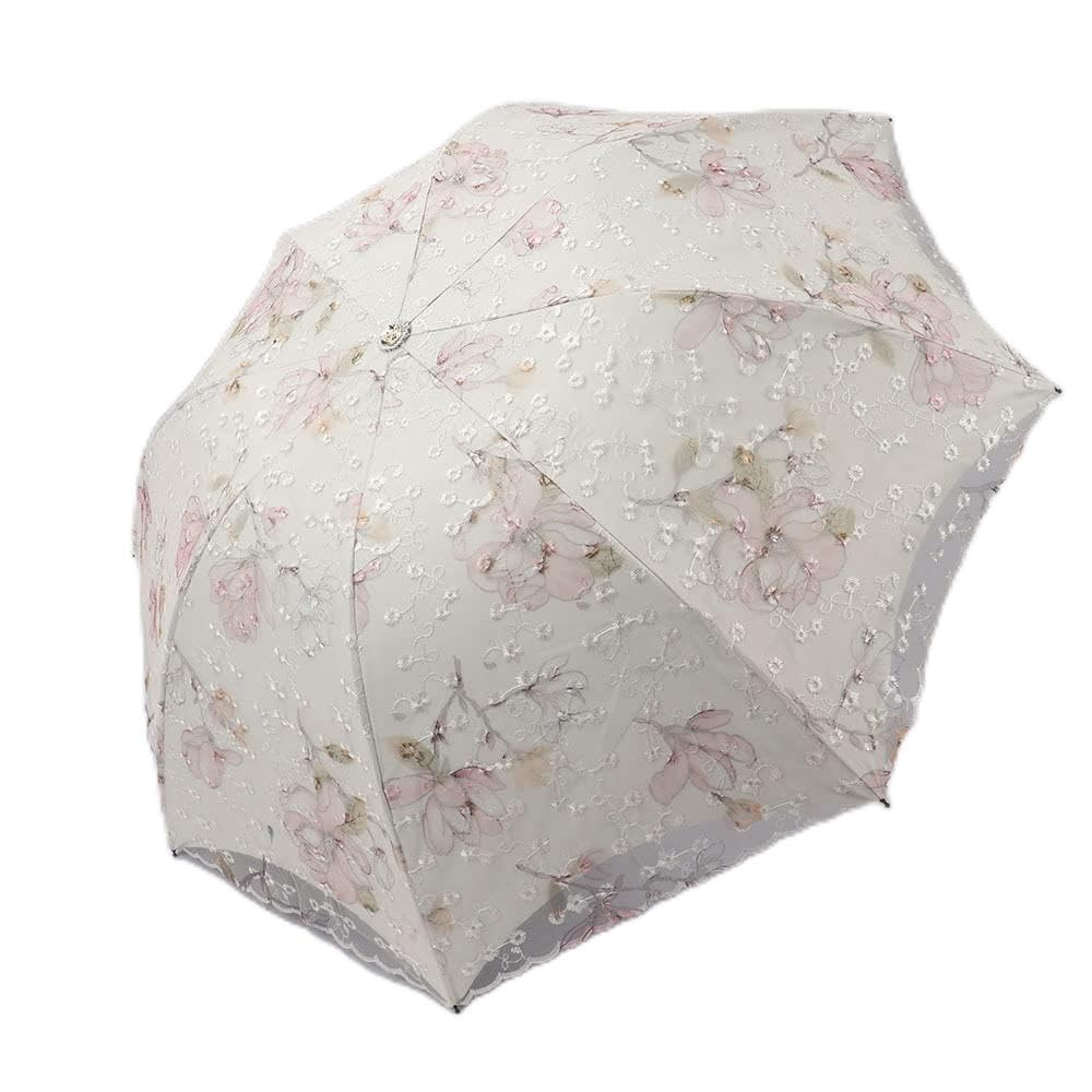 SUYGGCK Ombrello Donne in Pizzo Pieghevole Ombrello Ombrello A Doppio Strato Protezione Solare Protezione UV Parasole-Beige