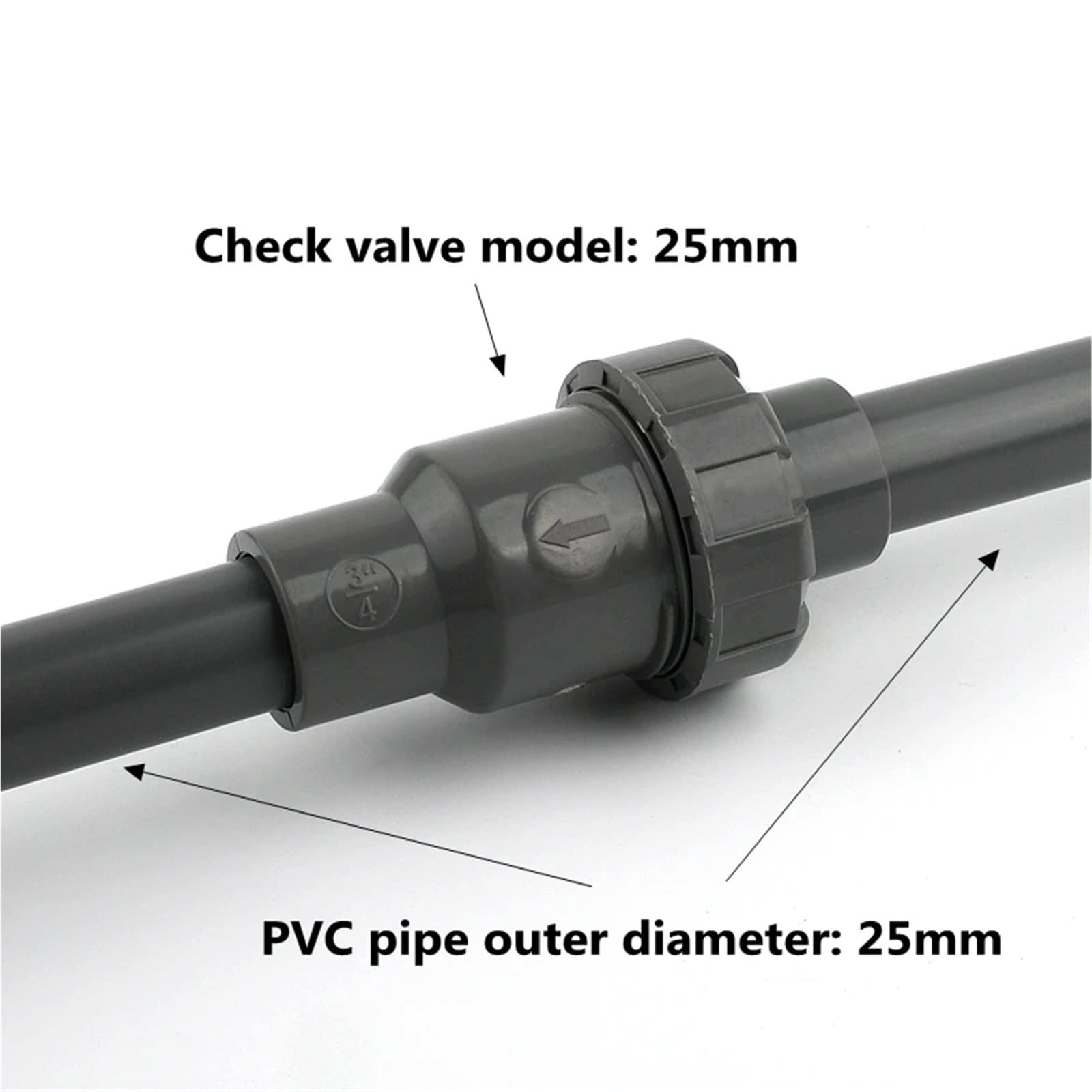 1 válvula de retención bola UPVC 20, 25, 32, 40 y 50 mm, vertical, adaptador escape for riego jardín acuario, conector tubería PVC(Dark Gray,20mm Inner diameter)