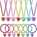 7 Sets Girl Dress up Jewelry Toddler Jewelry Princess Bracelet Necklaces Kids Costume Jewelry Set for Girl Tea Costume Party (Heart Pendant)