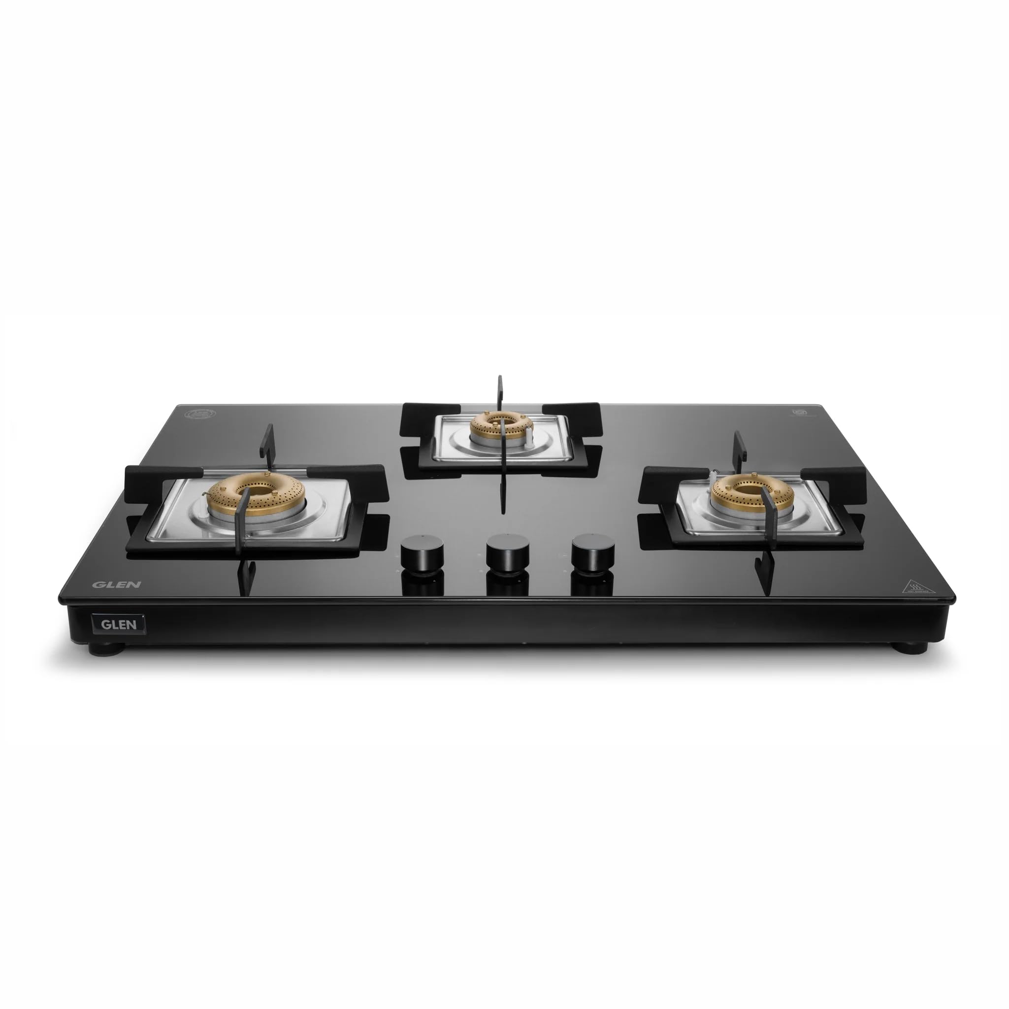 Glen 3 Burner Ultra Slim Free Standing Hob | 8 MM Toughened Glass | Bl
