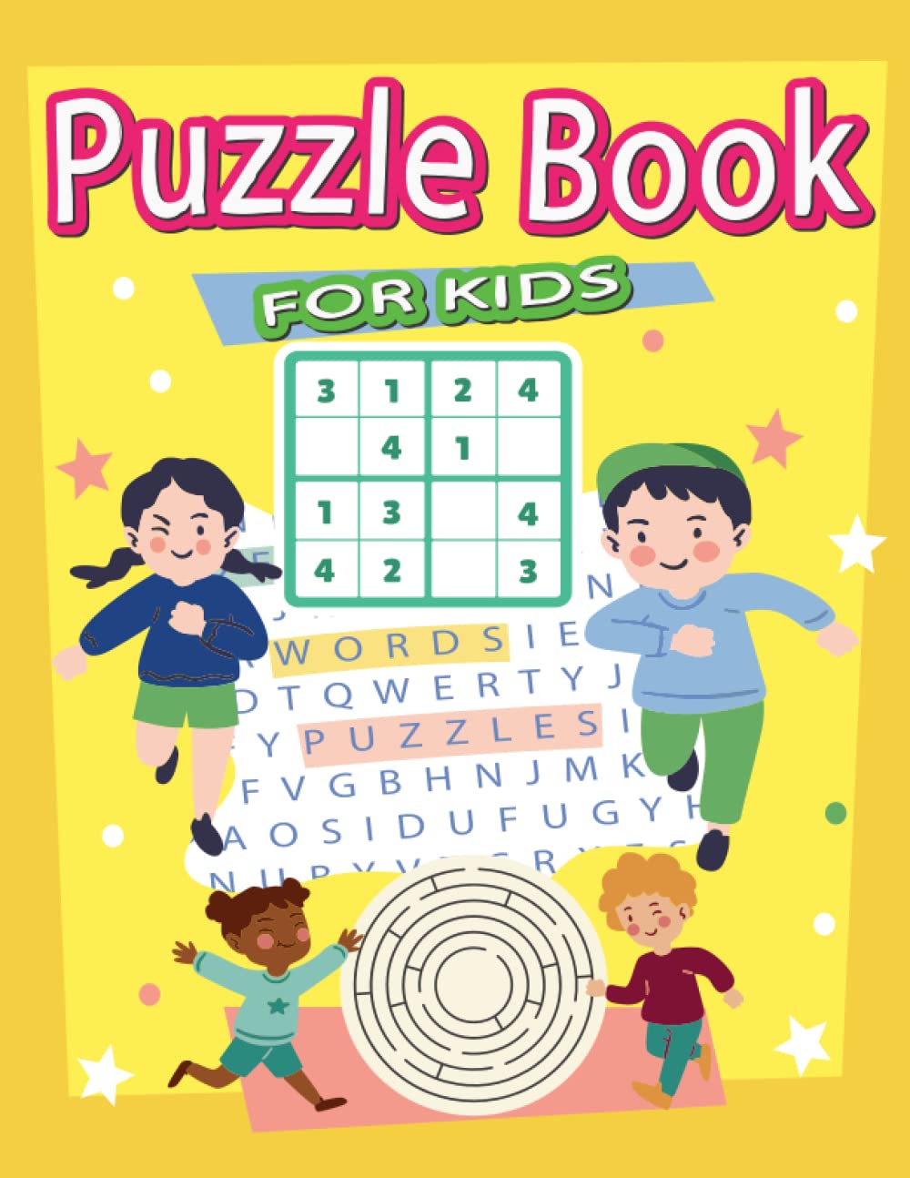 Puzzle Books For Kids: Mixed Smart Games (Word Search,Sudoku,Mazes,,Hangman,Math Equation...) and More !
