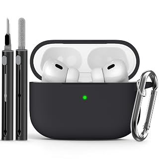 for AirPods Pro Case Cover with Cleaner Kit,Soft Silicone Protective Case for Apple AirPod Pro 2nd/1st Generation Case for Women Men,AirPods Pro 2/Pro Case Accessories with Keychain-Black - Amazon product rated Grade B