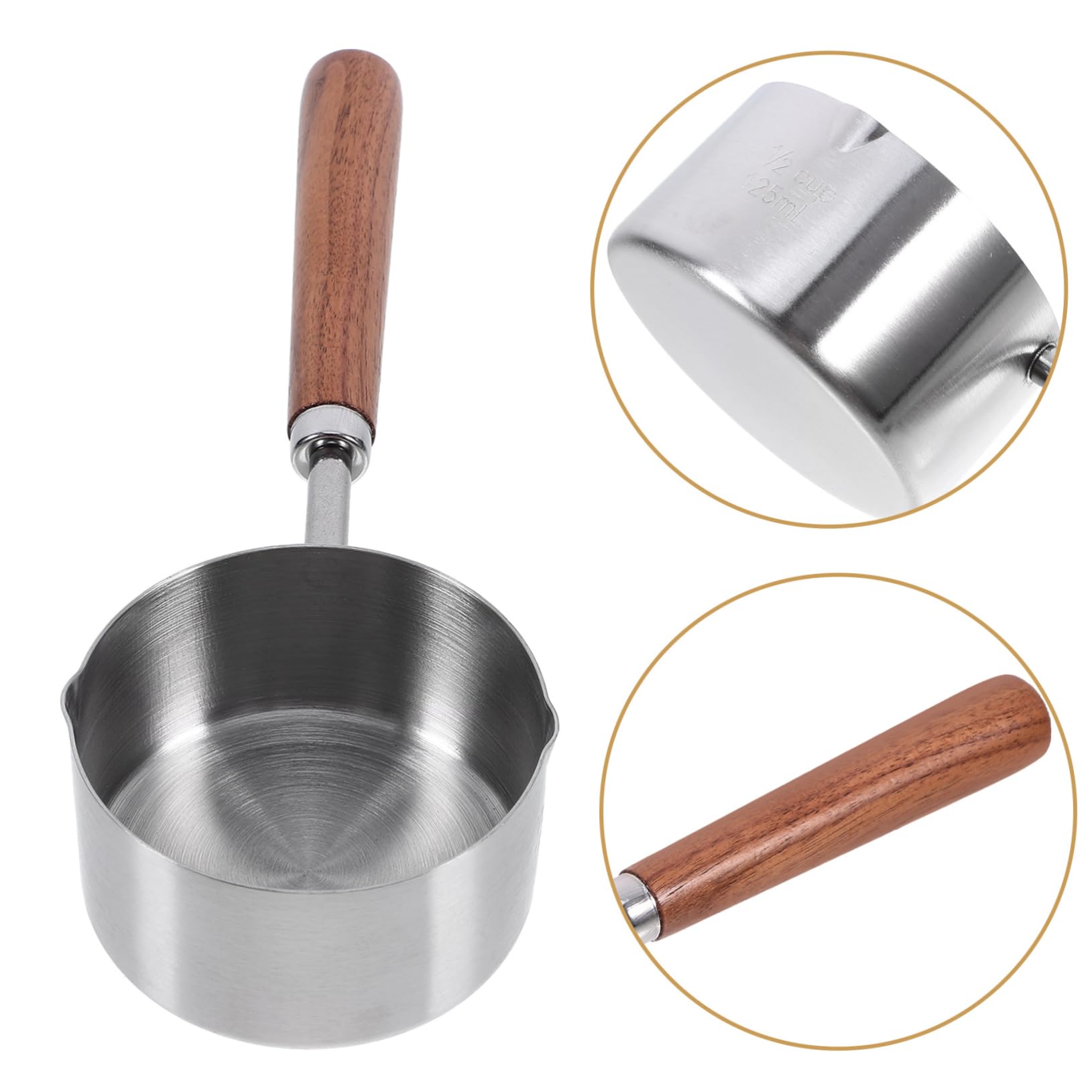 Sosoport 5stücke Hundezubehör Edelstahl Futtermaß Mit Holzgriff Präzise Messbecher Für Hundefutter Und Katzenfutter Langlebig Und Wiederverwendbar Für Große Behälter