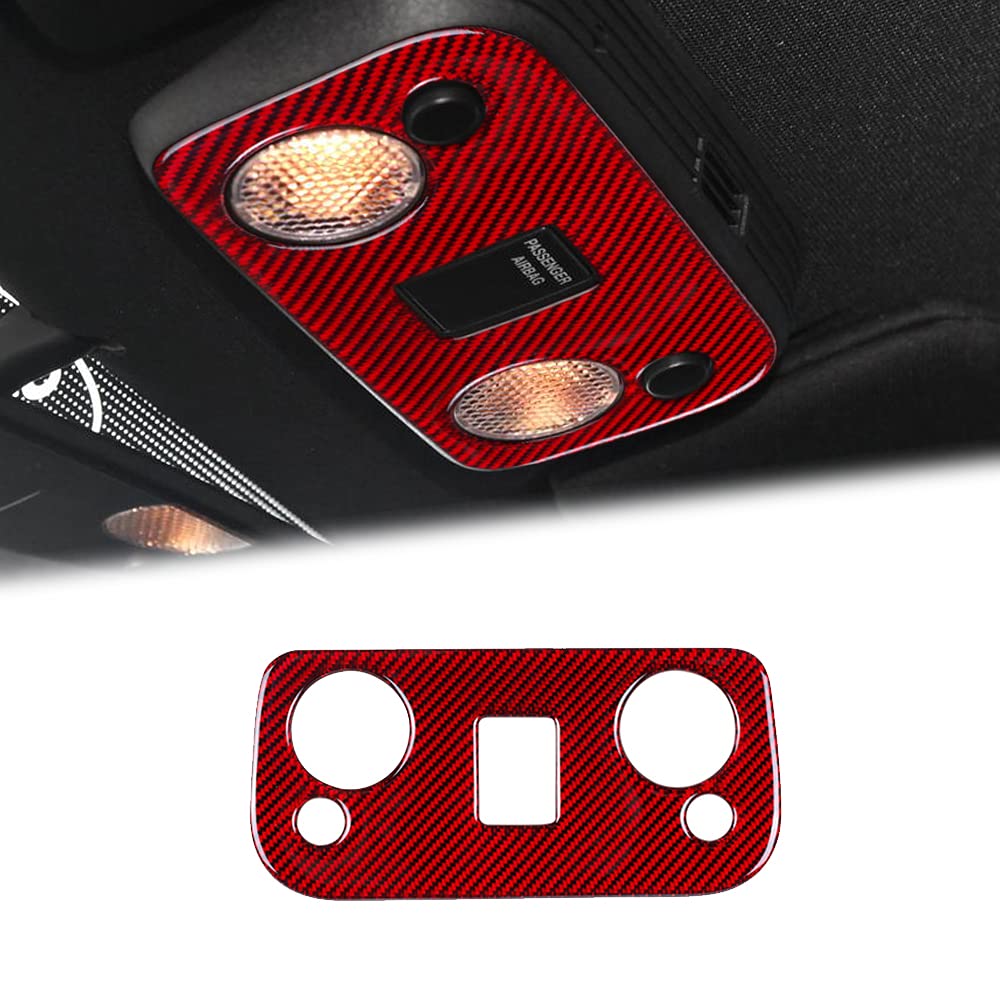 BLAKAYA Compatible with Sticker Carbon Fiber Front Reading Light Lamp Trim Cover Accessories for Ford Mustang 2015 2016 2017 2018 2019 2020 2021 (Red)