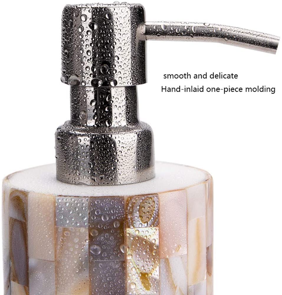 Dispensador Jabón Set Juego De Accesorios De Baño Europeos, Suministros De Baño De Resina De Concha, Dispensador De Jabón, Portavasos para Cepillo De Dientes Baño Accesorios(6pcs)