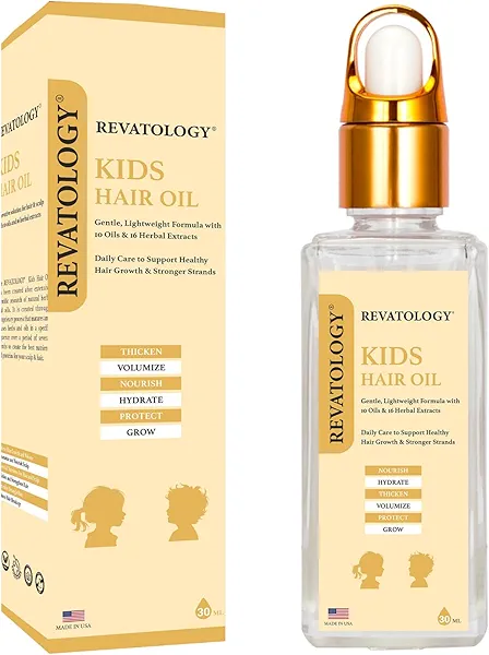 REVATOLOGY Kids & Baby Hair Growth Oil (Made in USA) Extra Strength pre-rinse Pediatric Formula with 26 Cold-Pressed Botanicals & Extracts | Cruelty & Chemical Free