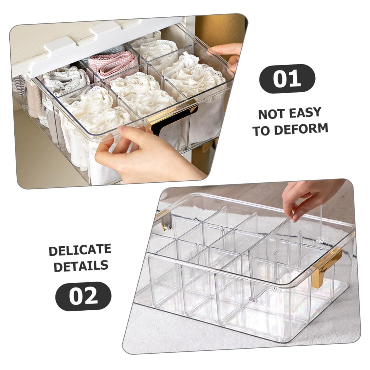 CHILDWEET Caja De Almacenamiento Multiuso Para Ropa Interior y Calcetines Organizador Transparente De Cajón Compartimentos Para Armarios y Organización Casa