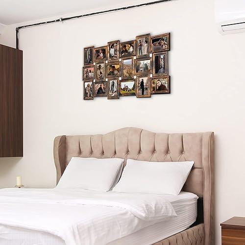 Miniatura 6 de J.M.Deco Marcos de fotos de collage para decoración de pared, juego de marcos de fotos Reunion de 18 aperturas, marcos de fotos de 4 x 6 para sala