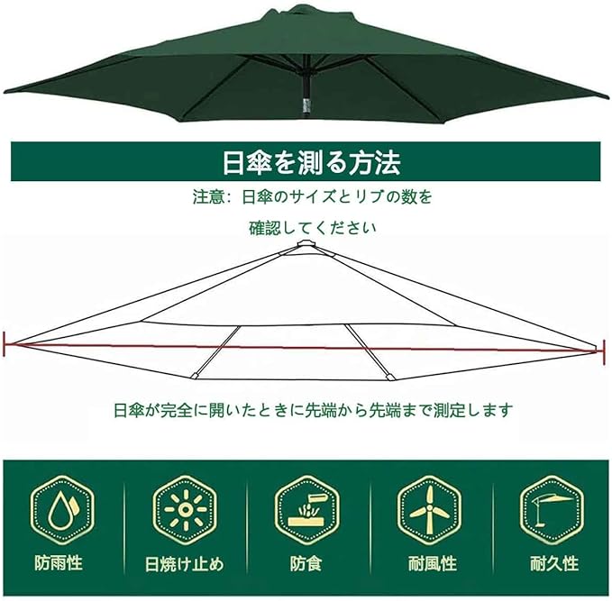 Amazon.co.jp: bardsxgfg(あき) パラソル傘布 直径2m/2.7m/3m 日除け