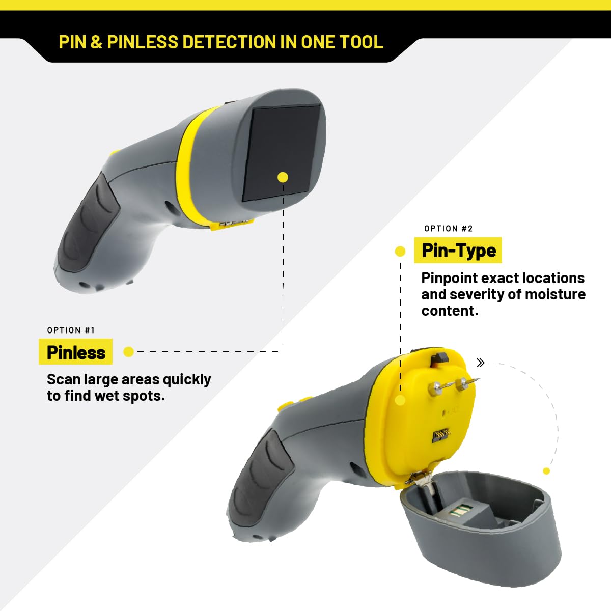 General Tools MM9 - Misuratore di umidità senza pin - Doppio rilevatore di umidità per legno, cartongesso e materiali da costruzione - Display digitale, modalità scansione e pin, conservazione dati |