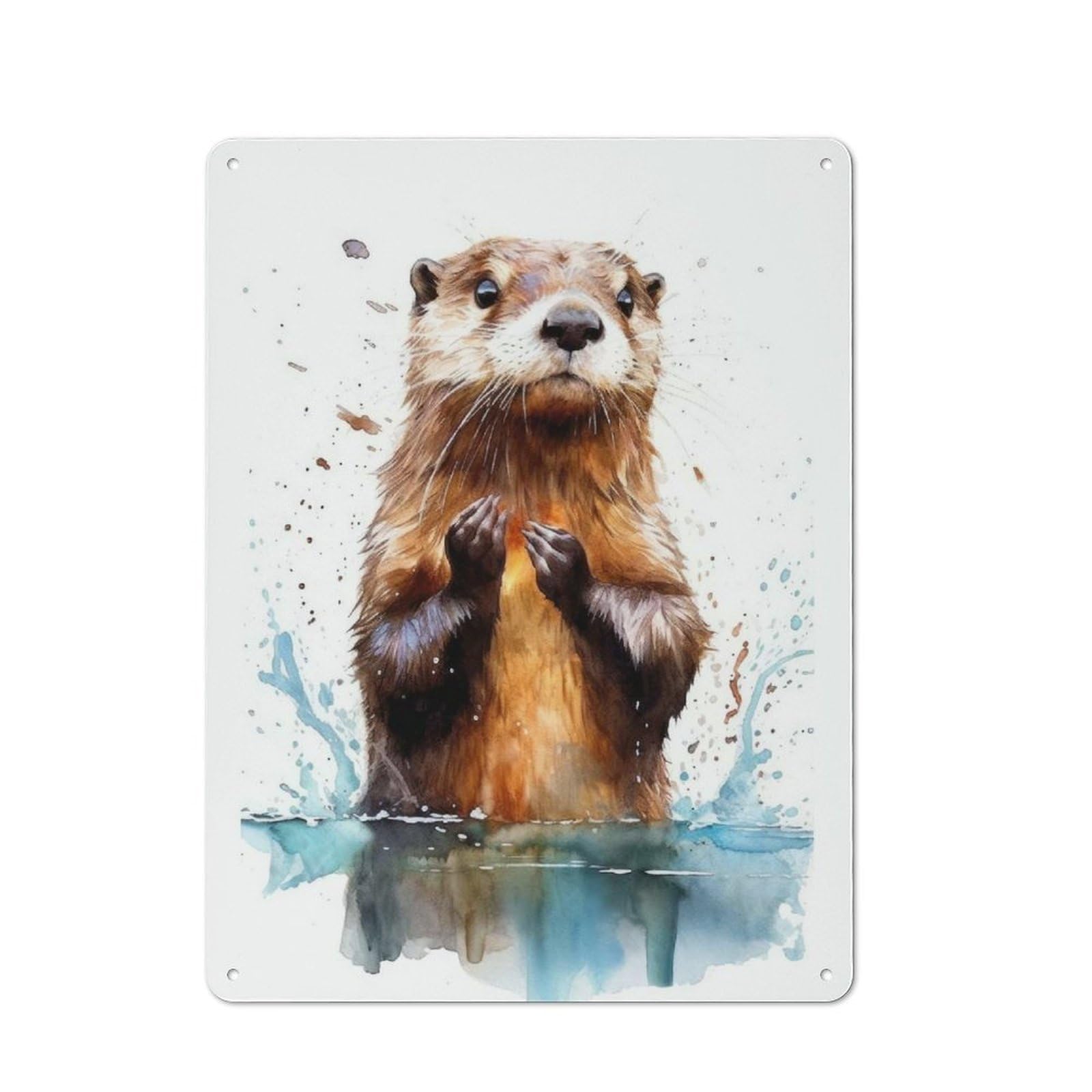 Watercolor Otter Metal Wall Sign 40x30cm, Rustic Classic Pub Decor for Cafe, Pub, Workshop Or Home Bar
