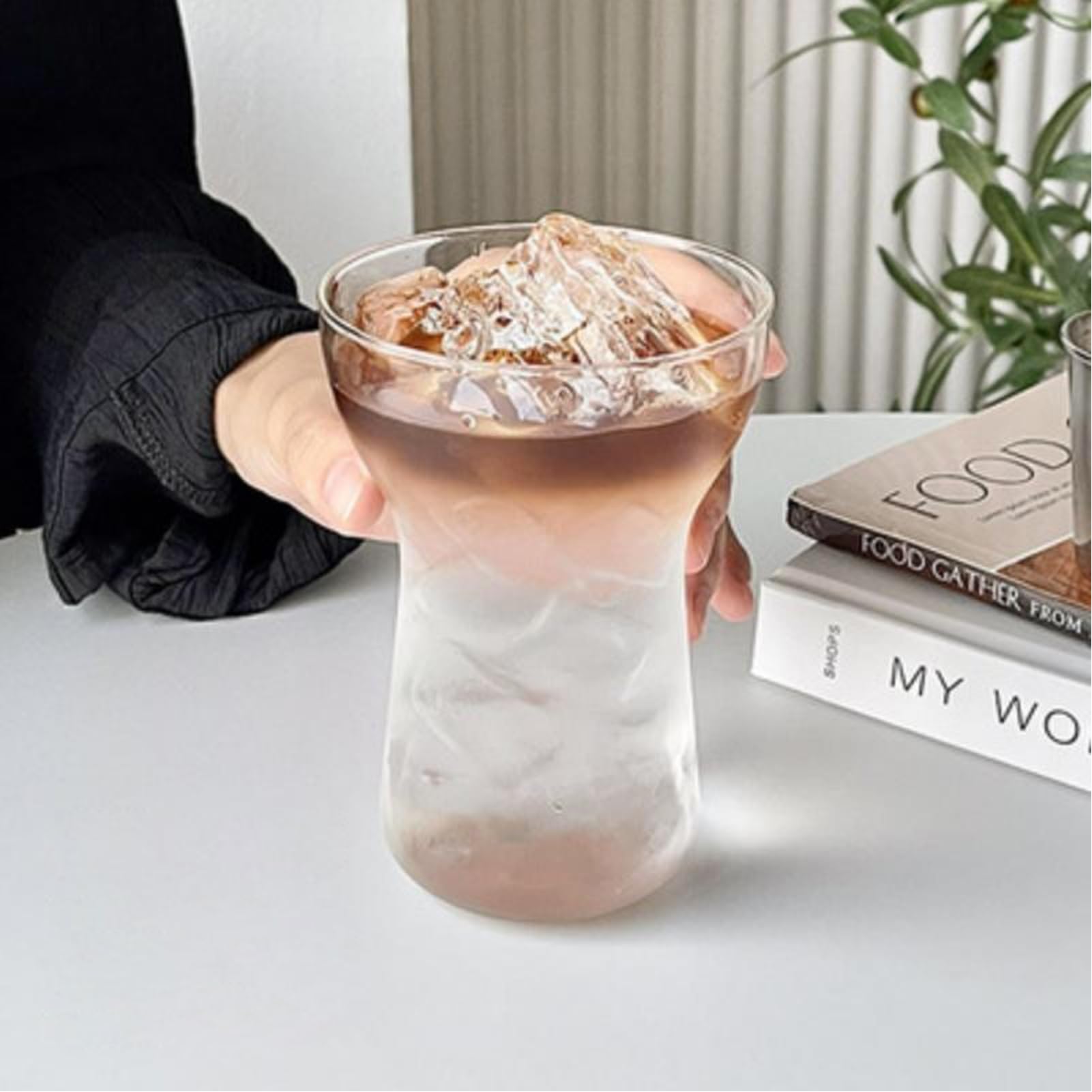 Drinking Glasses Set of 2 400ML Crystal Clear Glass Beer Mug Transparent Glasses Cup Clear Tumbler Cocktail Cups