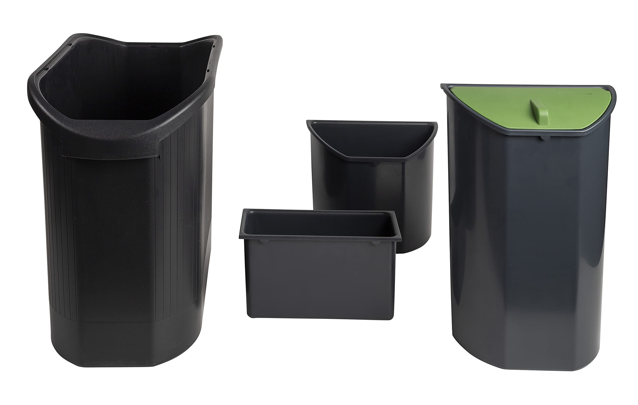 Exacompta 42614D Topline Öko-Classic Papierkorb mit Griffe 26 Liter Fassungsvermögen inlusive Einsätze und Deckel. Perfekt für Mülltrennung schwarz/anthrazit