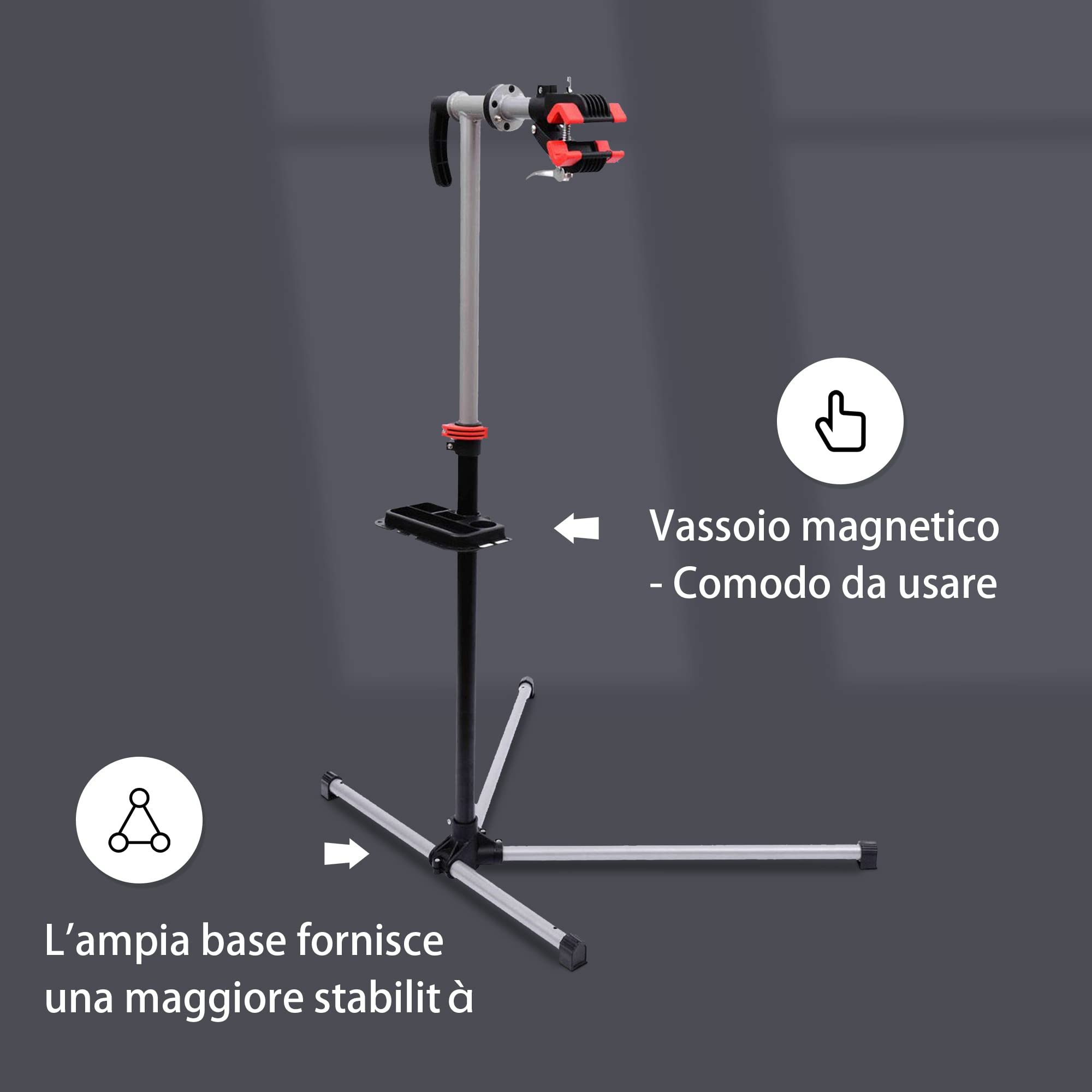 Outsunny HOMCOM Cavalletto per Manutenzione Bici con Altezza Regolabile e Rotazione a 360°, 100x66x109-180cm