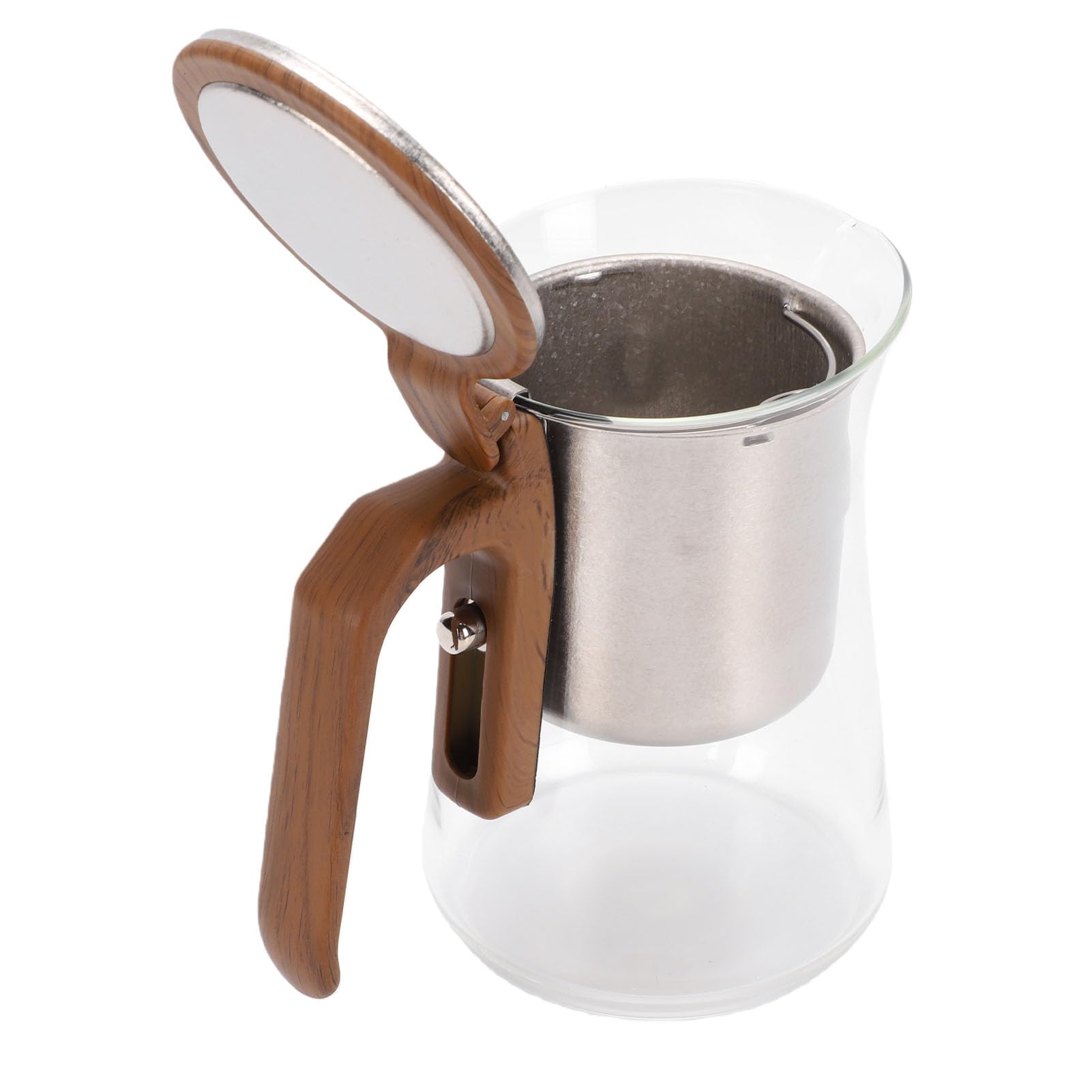 Zunate 600 Ml Ti-Ei-Teekanne mit Tassen, Glas-Teekanne mit Magnetischem Klappdeckel Zur Wassertrennung, Edelstahl-Teebereiter mit Drucksteuerung, 14 X 9,5 Cm Großes Brühset