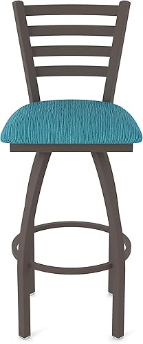 Miniatura 13 de 410 Jackie Taburete de bar giratorio de 36 pulgadas con acabado bronce y asiento de vinilo negro Vinilo negro,Canter Burdeos,Tierra Canter,Canter