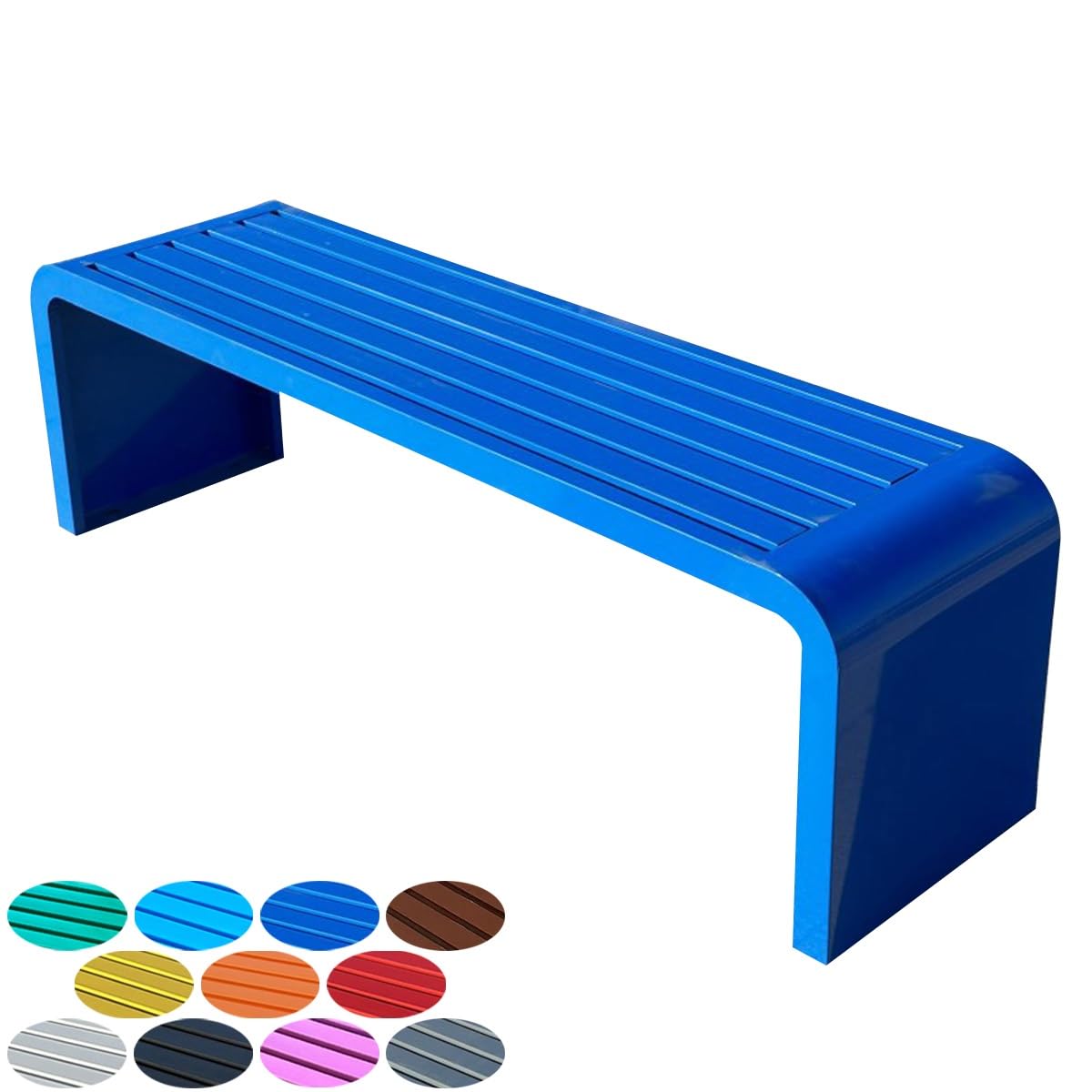 Banc de jardin d'une élégance rare en métal bleu foncé robuste pour 2 adultes