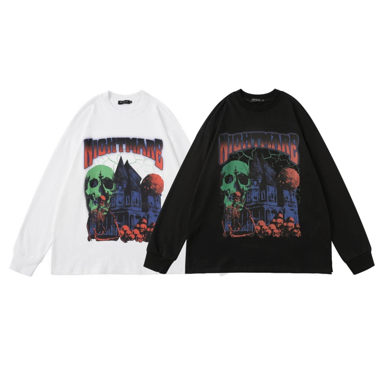 Felpa da uomo con stampa hip hop Streetwear Punk gotico girocollo pullover Harajuku moda cotone allentato felpa con cappuccio