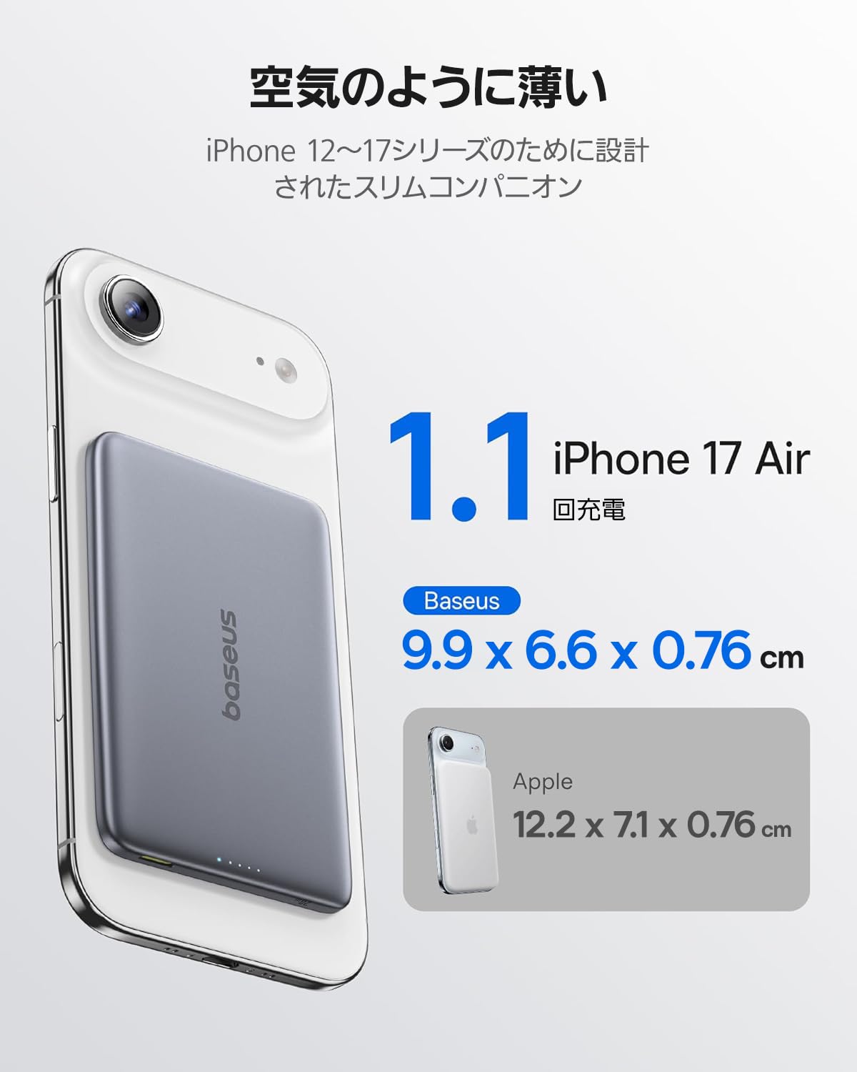 Amazon | 【超薄型】Baseus モバイルバッテリー ワイヤレス 5000mAh 超