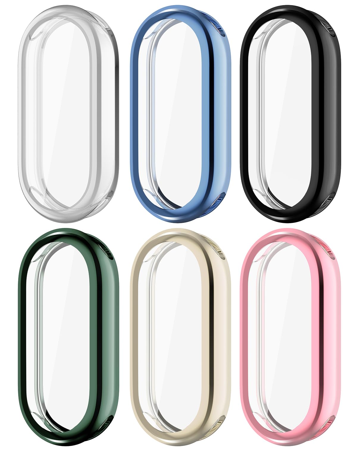 Screen Protector Case Compatible with Xiaomi Smart Band 8 Watch Screen Protector Cases Soft TPU All-Around Cover Scratch Resistant Protective Case for Mi Band 8 (6Colors)