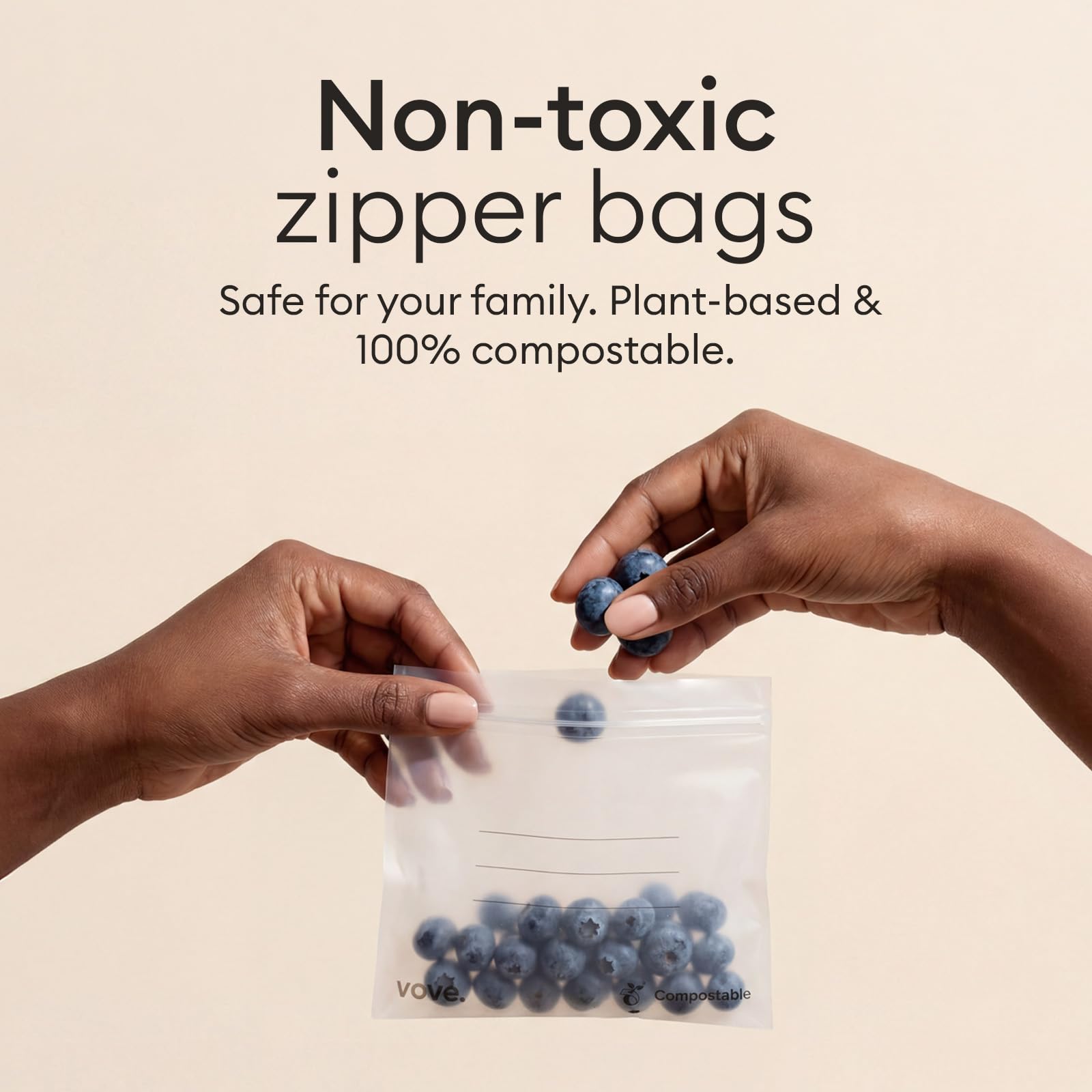 Compostable Zip Lock Bags - Eco-Friendly Produce Storage -2 Compostable Zip Lock Bags - Eco-Friendly Produce Storage -2