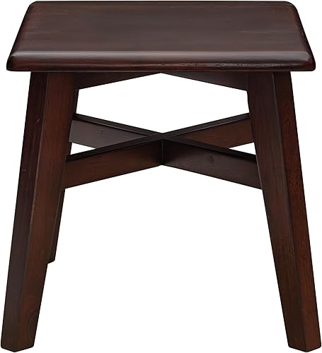 Miniatura 8 de eHemco Taburete de madera maciza para adultos y niños, 12.25 pulgadas, gris, juego de 2