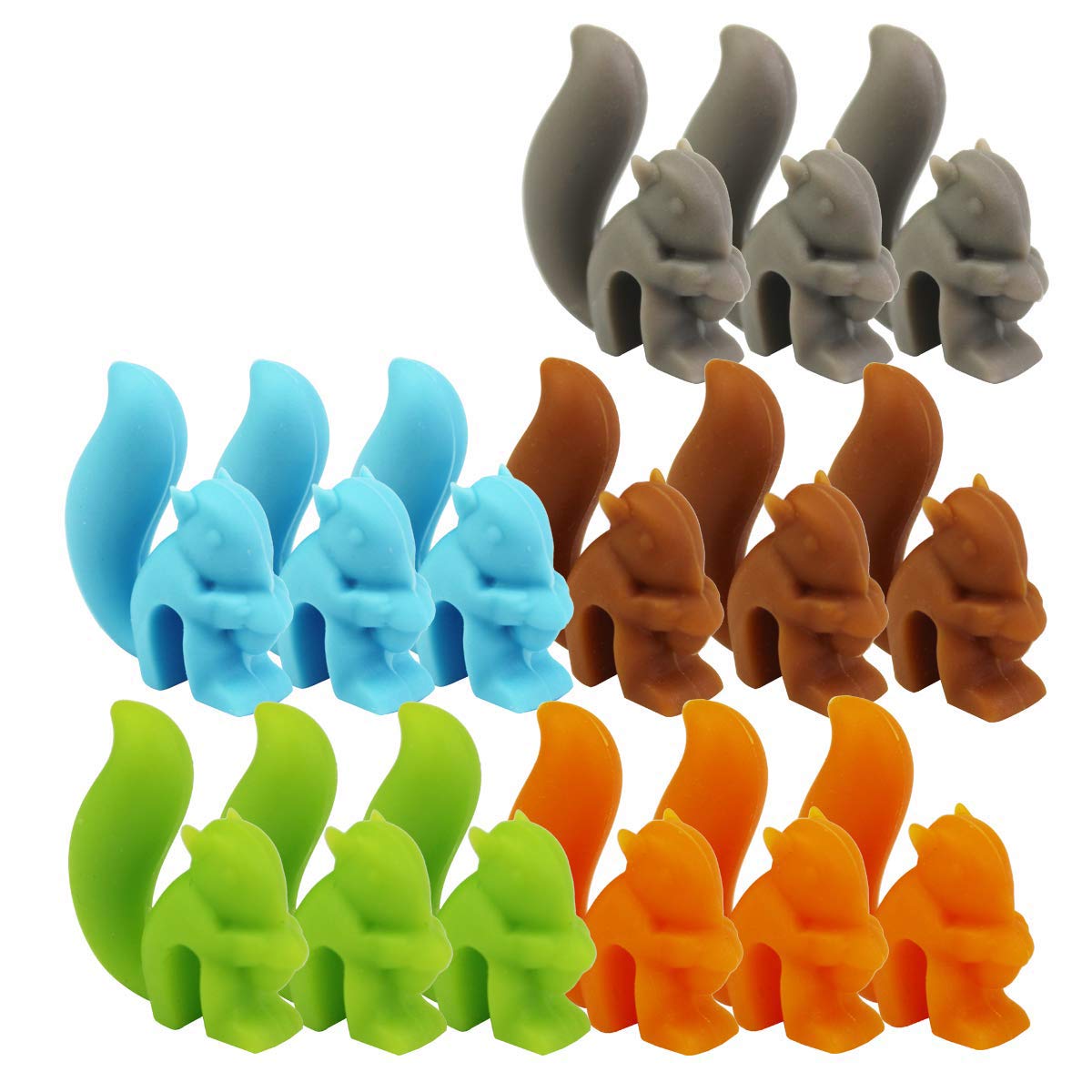 15 PCS Tea Bag Hangers Cute Charm Silicone Identifier Drink Markers Squirrel Shaped Glass Identifier for Cups