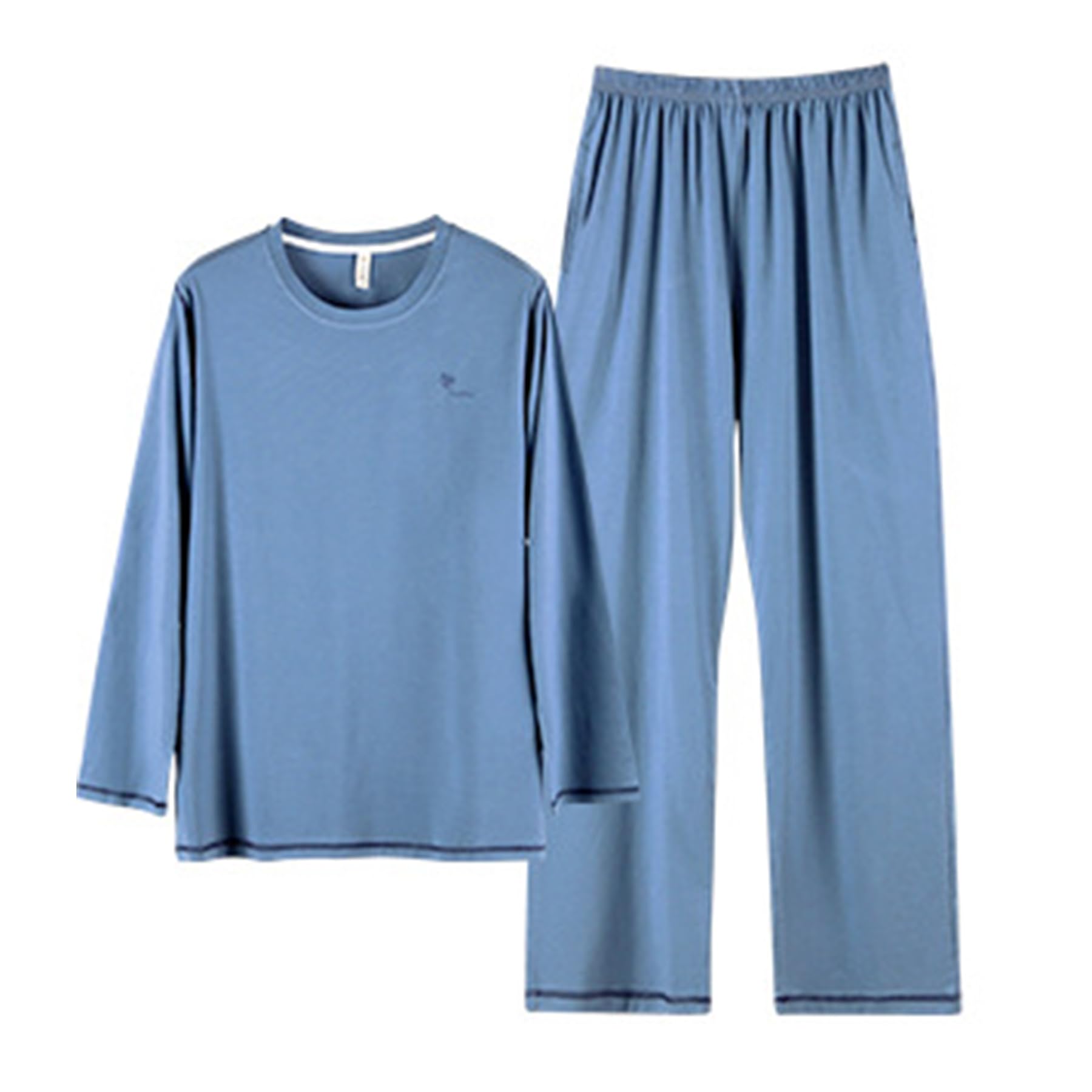 Pijama de 2 Piezas de los Hombres Modal algodón Primavera y otoño Pijama Conjunto Deportes Sueltos se Pueden Usar Fuera de la Ropa de casa