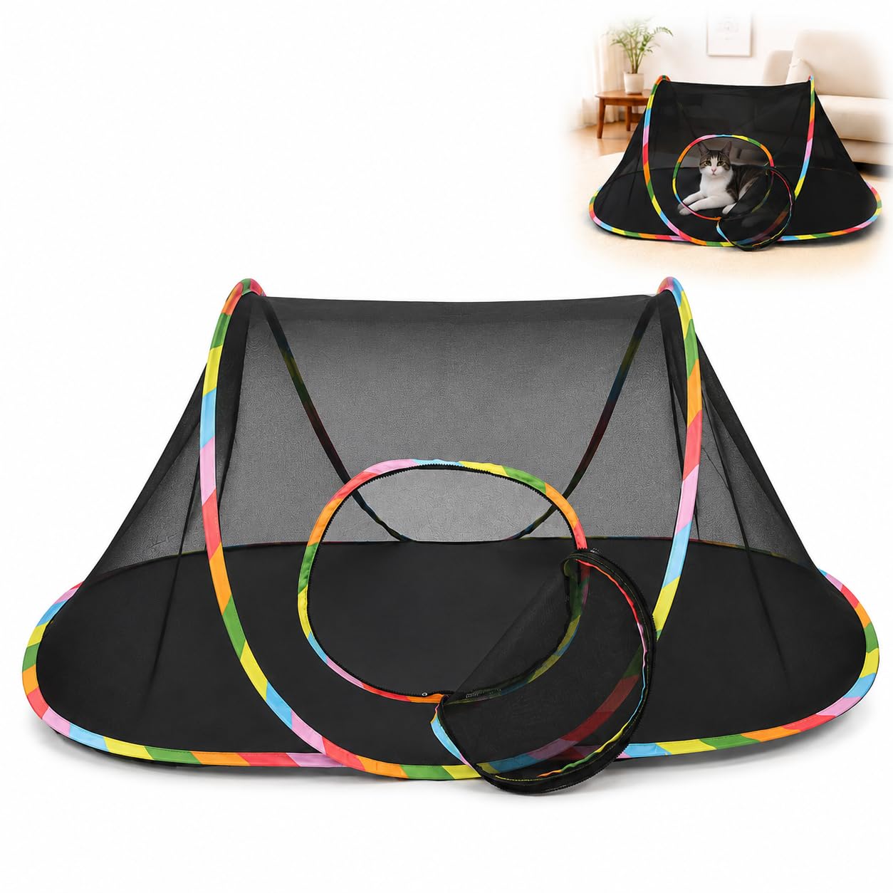 Cubo de juego para gatos de malla ventilada casa exterior patio