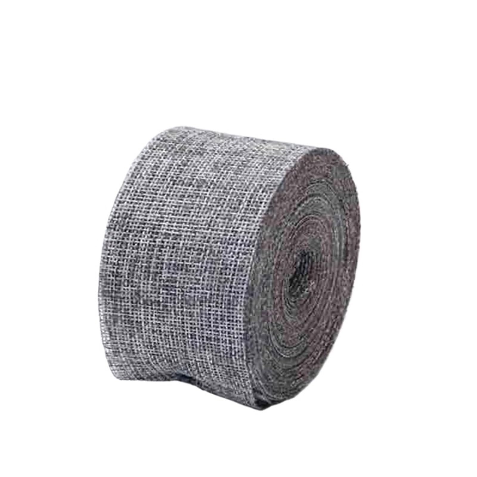 Hessian Roll 10M/Rolls Burlap Wired Ribbon Roll 5cm Wide Colorful Weave Jute for DIY Craft Wrapping Decor(20 Grey)