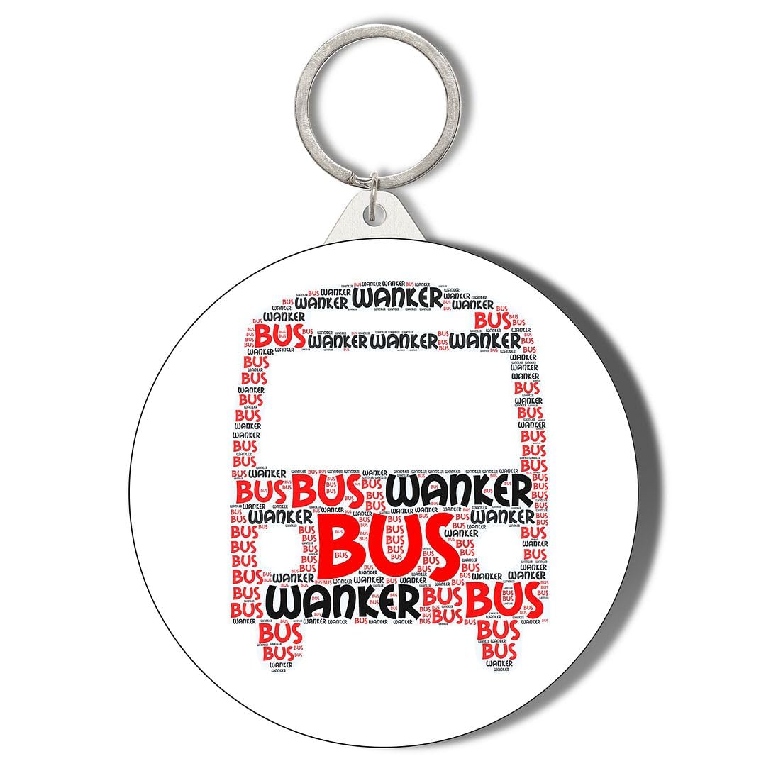Gift Insanity White Bus Wanker Collage Short Chain Keyring Bottle Opener