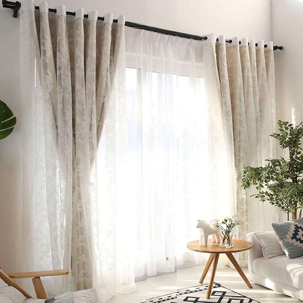 Rideaux double couche pour salon voile dentelle occultant chambre cosy