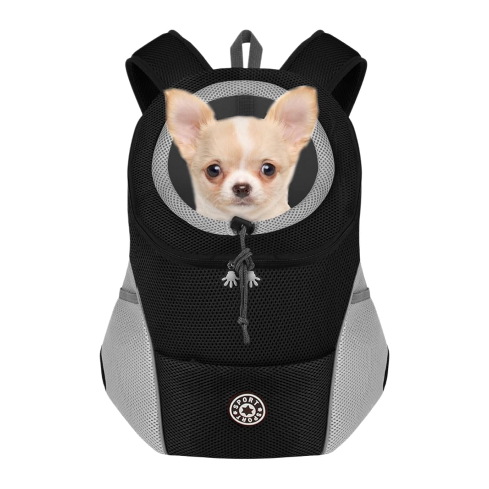 Veslyn Pet Travel Bag Foldable Mesh Carrier Backpack For Dogs & Cats, Double Shoulder Front Carry Outdoor Walking-black-l 52x41x25cm