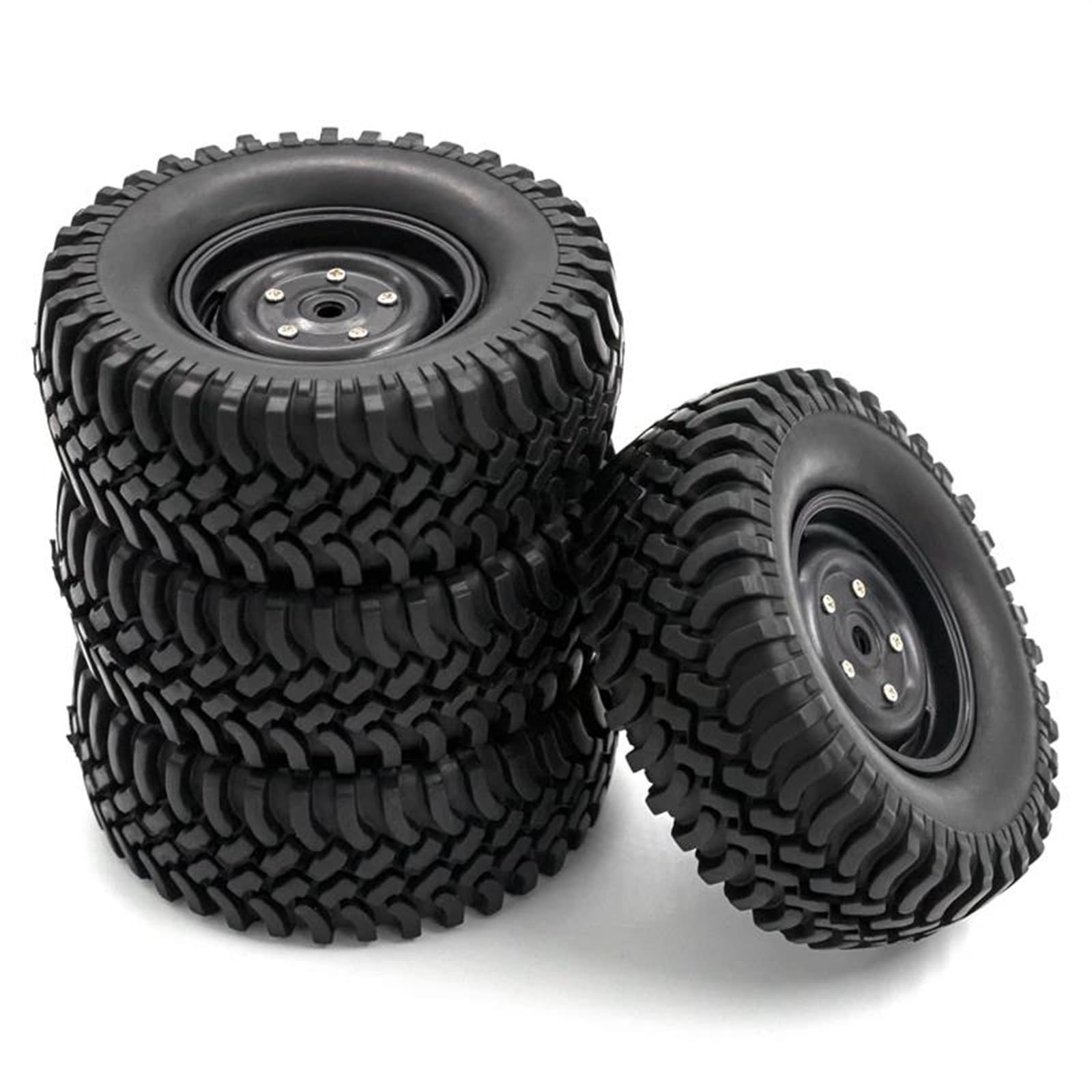 RC Pneus Jante Compatible avec TRX4 pour Axial SCX10 90046 SCX10 III AXI03007 Kit 4 Pièces 110 * 37mm 1.9 Pouces Jante Et Pneus 1/10 RC Voiture sur Chenilles