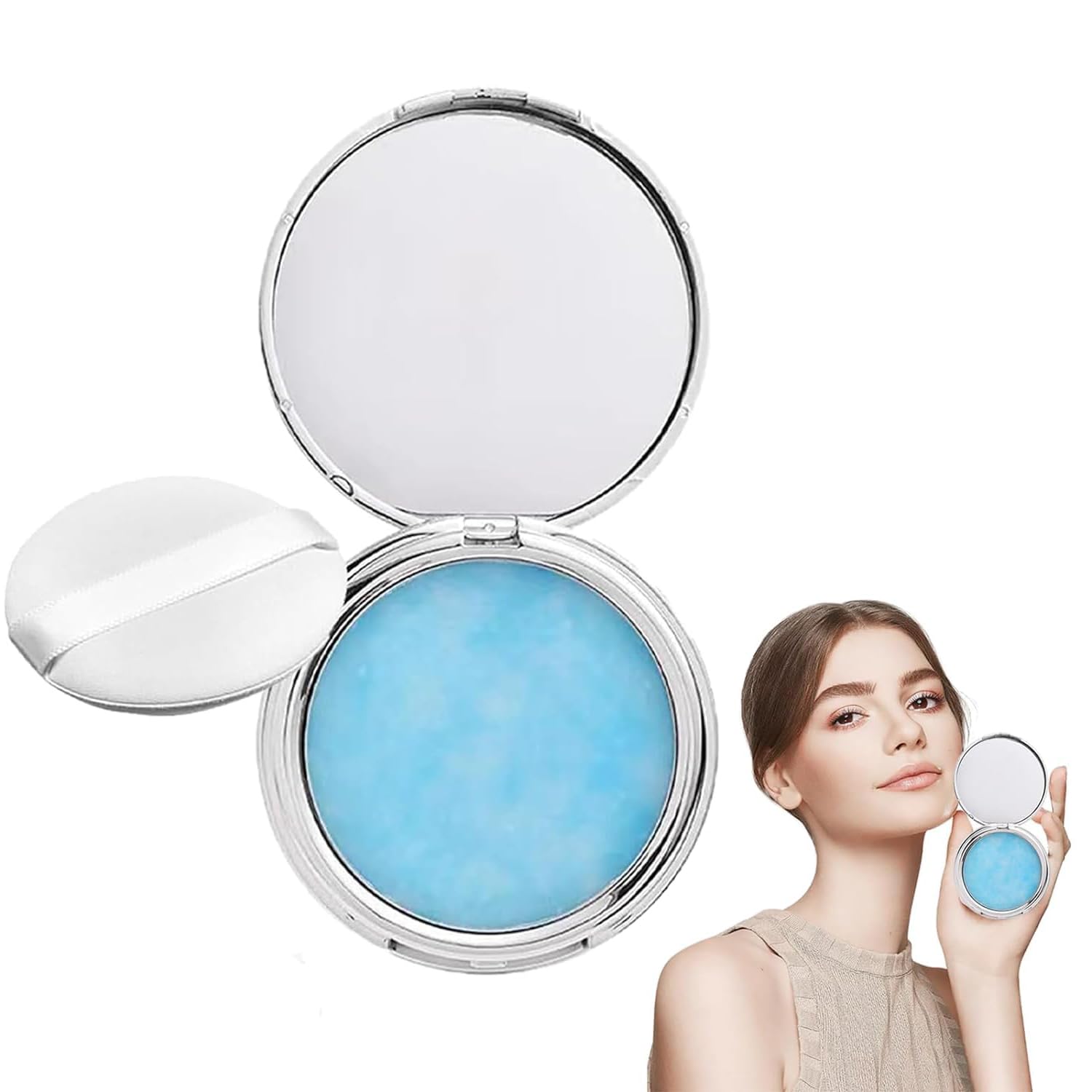 ExceforeLavender Matte Powder,Lavender Matte Powder Oil Control, Translucent Powder Setting Powder, Matte Powder with Mini Powder Puff,Oil Control Long-Lasting, Creates Soft