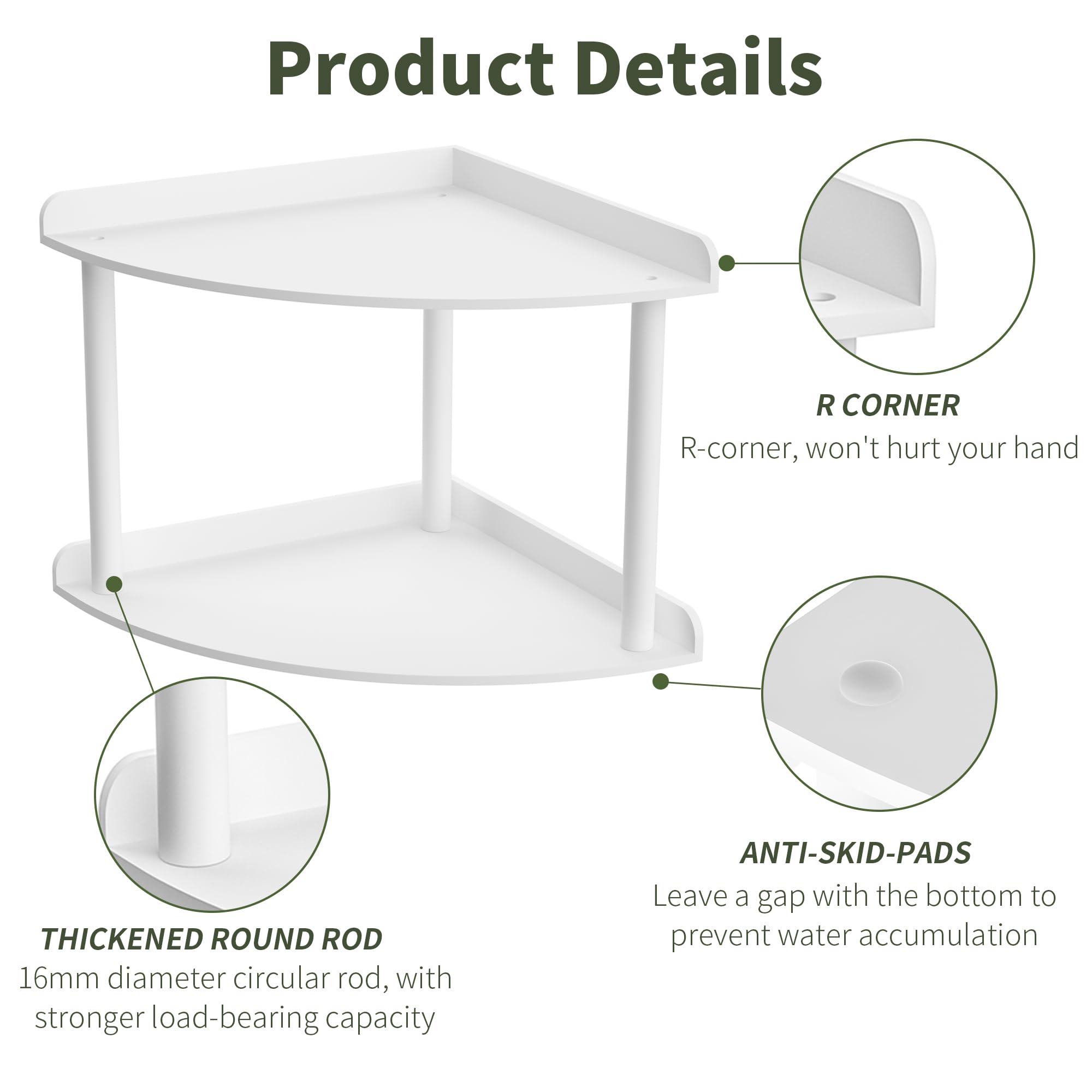 Sezanrpt 2 Tier Acrylic Corner Shelf Organizer Storage 9.5x9.5x8 Inch, White Countertop Corner Shelf for Bathroom Kitchen - Image 3