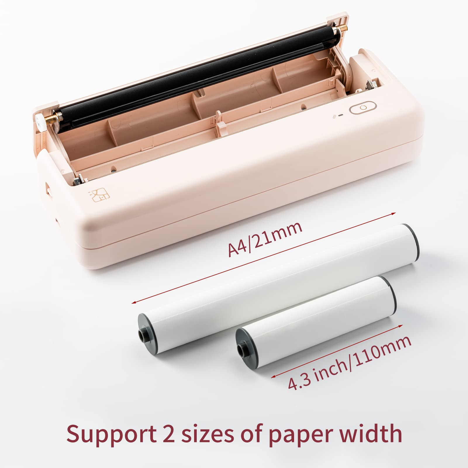 HUIOP przenośna drukarka, MT810 A4 Przenośna drukarka papierowa Bezprzewodowy druk termiczny BT Connect kompatybilny z iOS i Android uchwyt do mobilnej drukarki fotograficznej 210 mm/110 mm do podróży