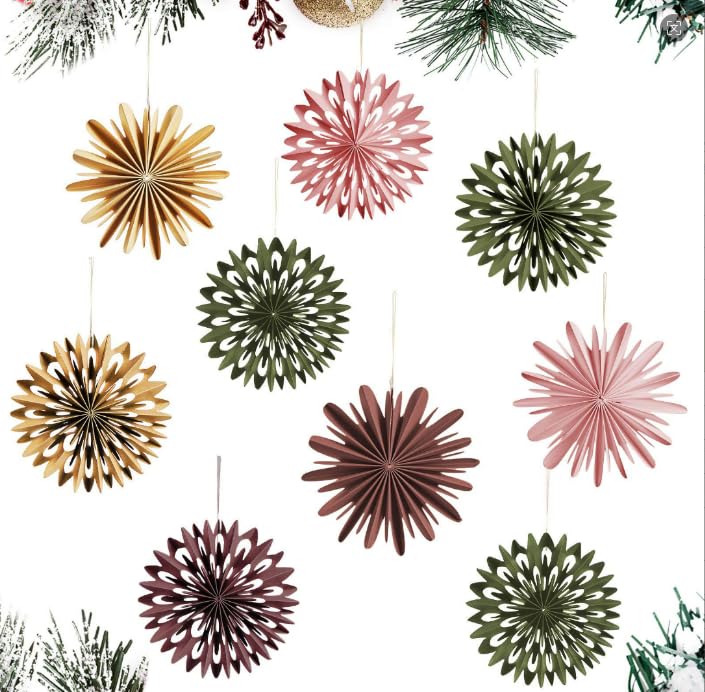 SUNBEAUTY Weihnachtsbaum Deko 3D Mini Papier Aufhängen Fächer...