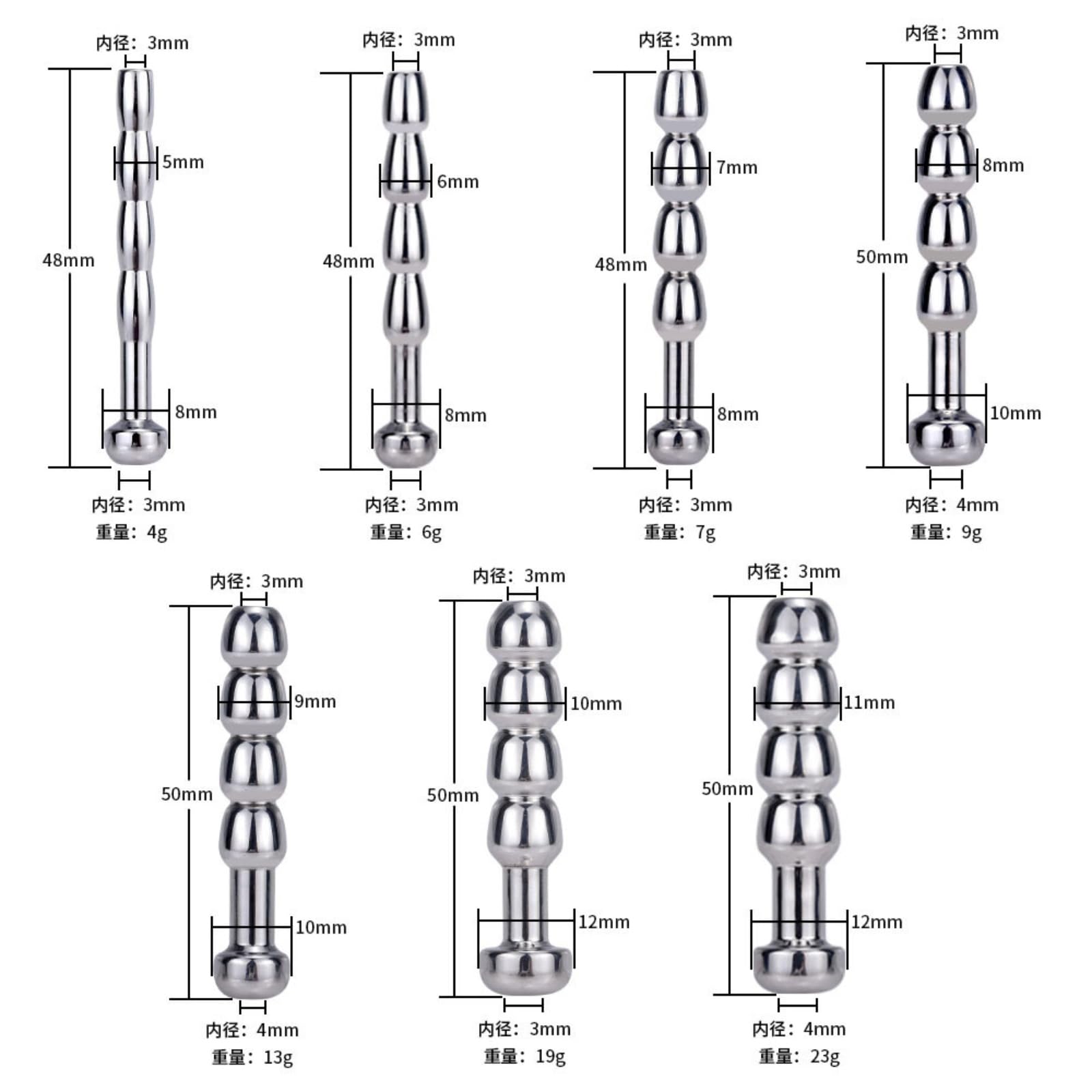 Sonda Uretral Hueca de Metal Masculino de 7 Piezas, Set de Varilla de Entrenamiento Masculino de Acero Inoxidable-ESRB15202