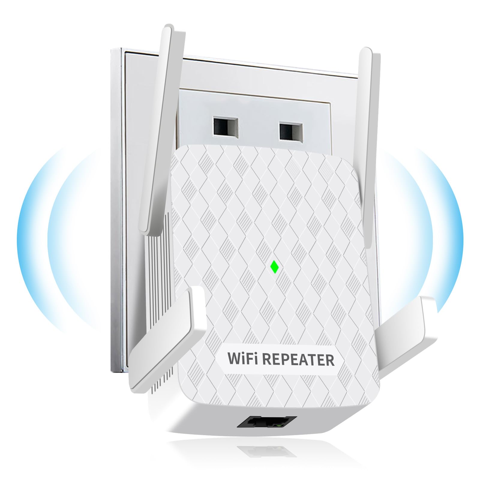 WLAN Verstärker, 1200Mbit/s WiFi Repeater Dual Band 5GHz + 2.4GHz, WiFi Verstärker deckt bis zu 200 m², WiFi Booster mit Ethernet Anschluss, Unterstützung WPS, Kompatibel zu Allen WLAN Geräten