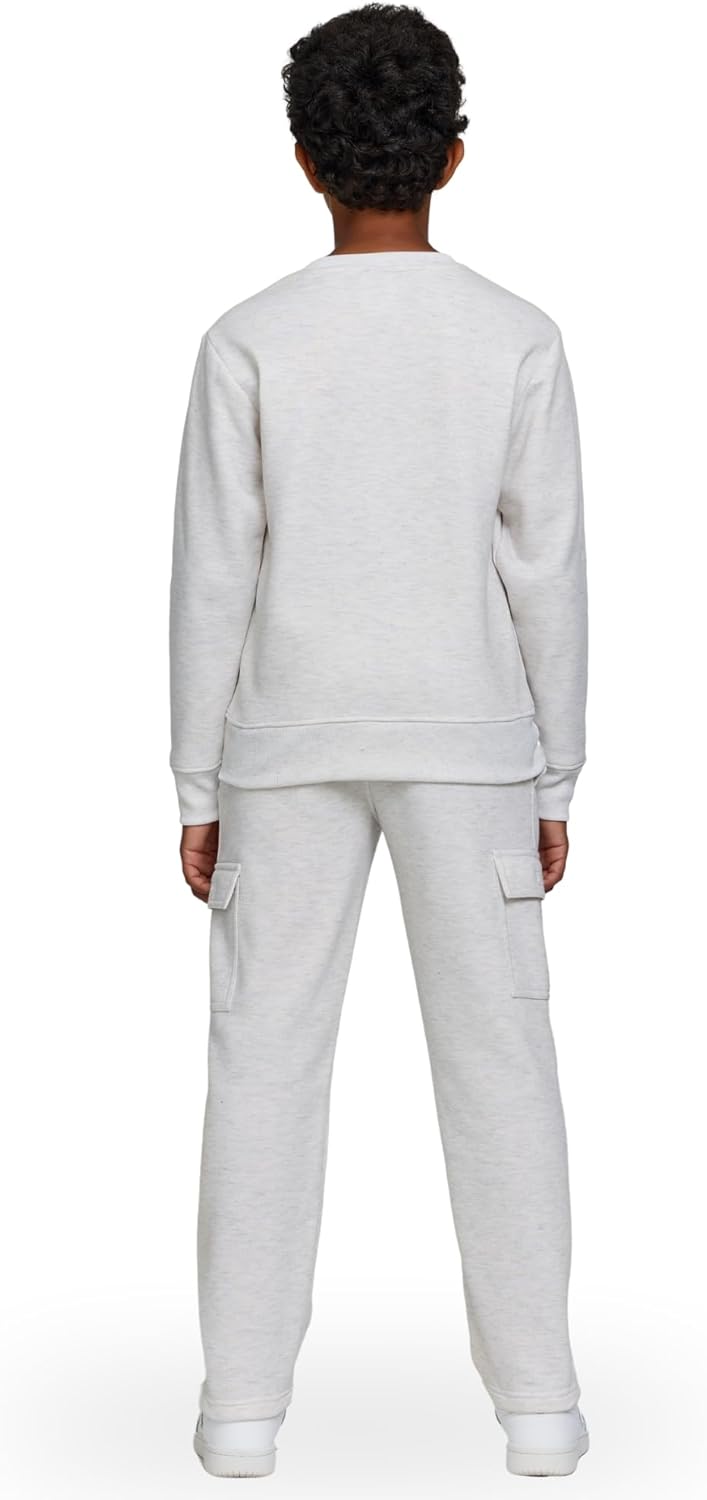 New Balance Boys and Toddlers’ 2 Piece Set – Soft Fleece Crewneck Pullover Sweatshirt Cargo Sweatpants Sweatsuit (2T-12) - Image 3