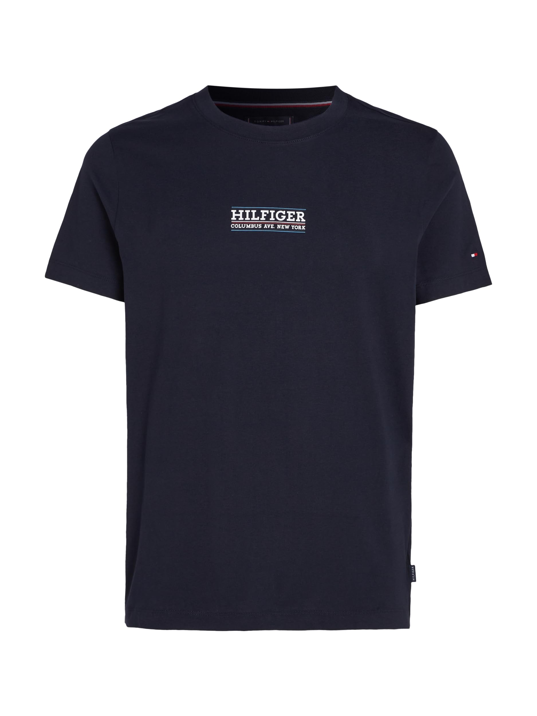 Tommy Hilfiger Hombre Camiseta Manga Corta Cuello Redondo, Blanco (Calico), S