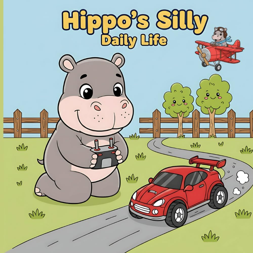 Hippo's Silly Daily Life Coloring Book: Simple And Bold 50+ Hippo Animal Illustrations | Hippo Variations - As Farmer, Brushing Teeth, Playing Golf & More! (Cozy Animals Big Adventures Coloring)