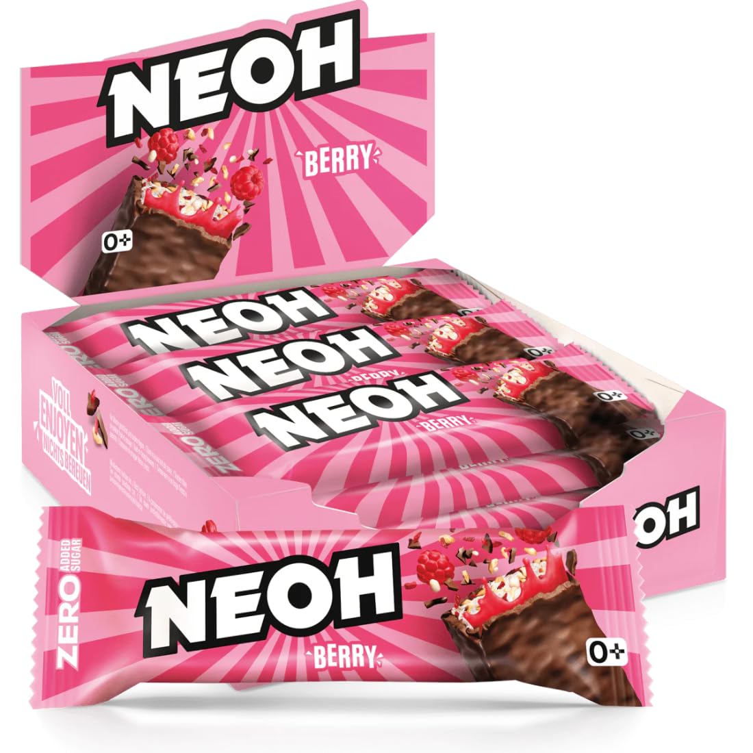 NEOH Zero Added Sugar Berry Crunch Bar | Keto-Friendly & Low Carb | 114 kcal & 1g Sugar | 6g Protein | The Healthy Alternative to Traditional Sweets | 12 x 28g