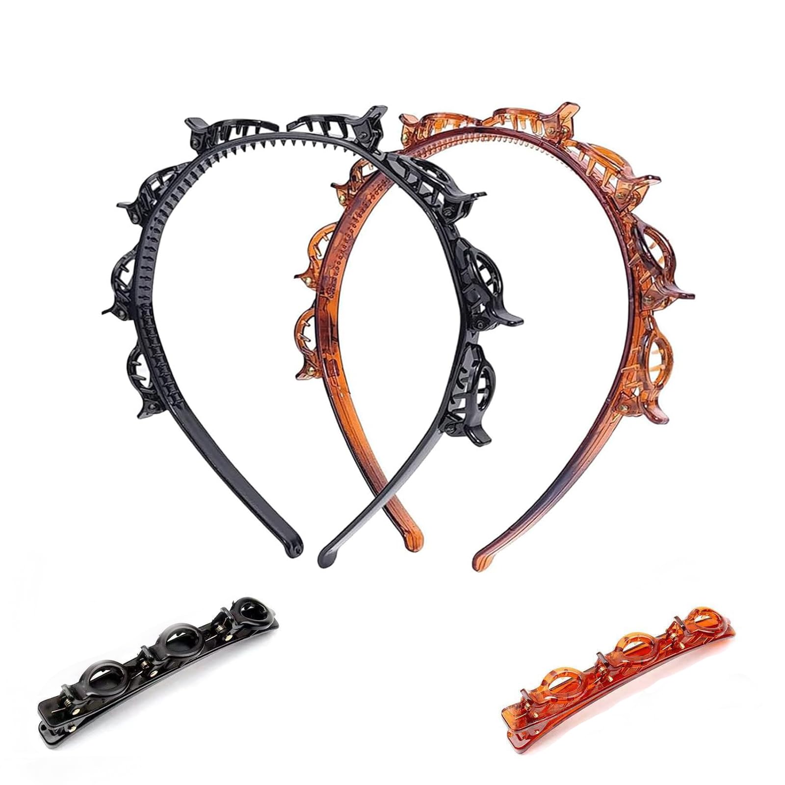 Generic Butterfly Clip Headband for Women, 2pcs (Black and Brown)