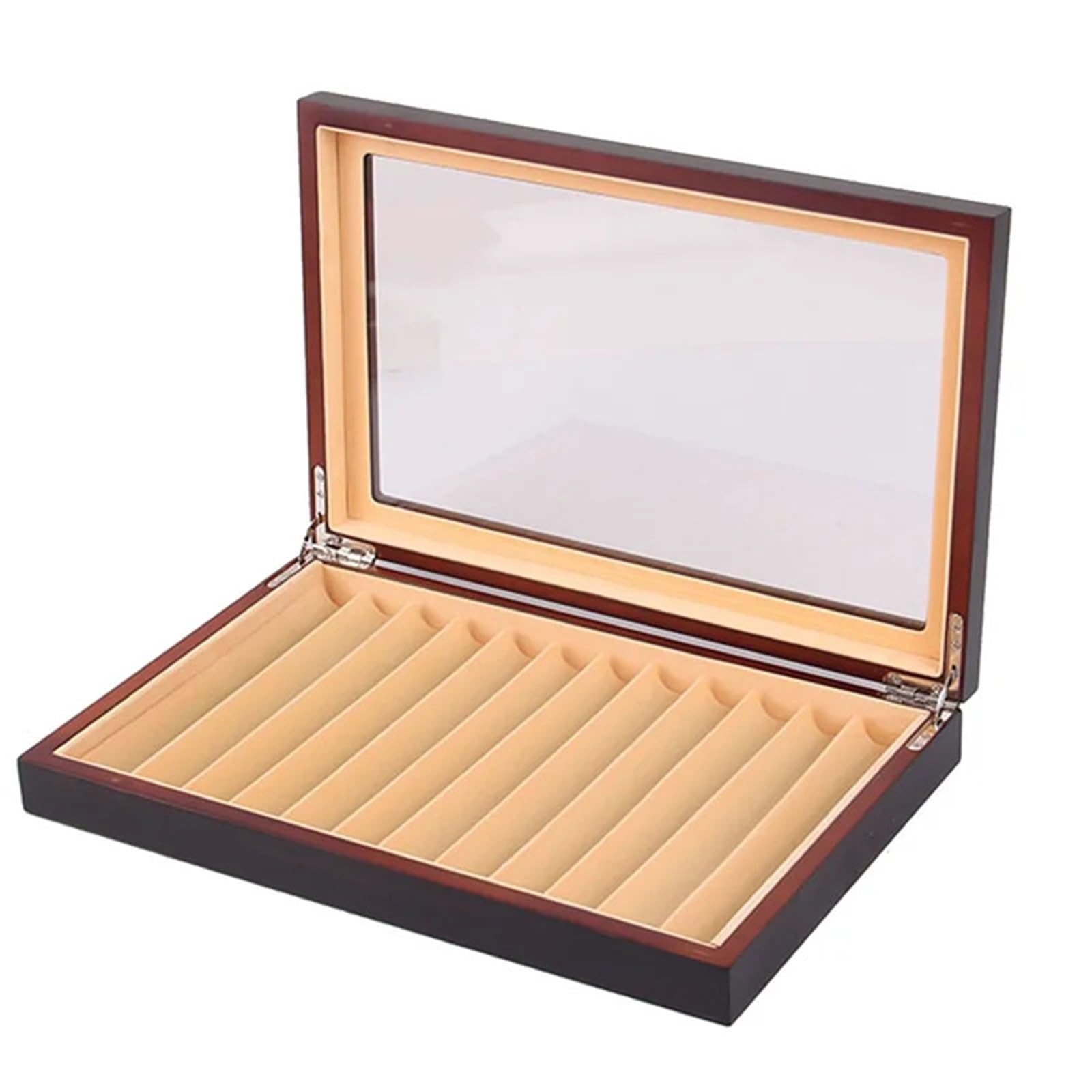 Ladfrtyu Color-01 Fountain Pen Holder Pen Display Case Grid Wooden Storage Fountain Transparent Window Box-Collection Organizer
