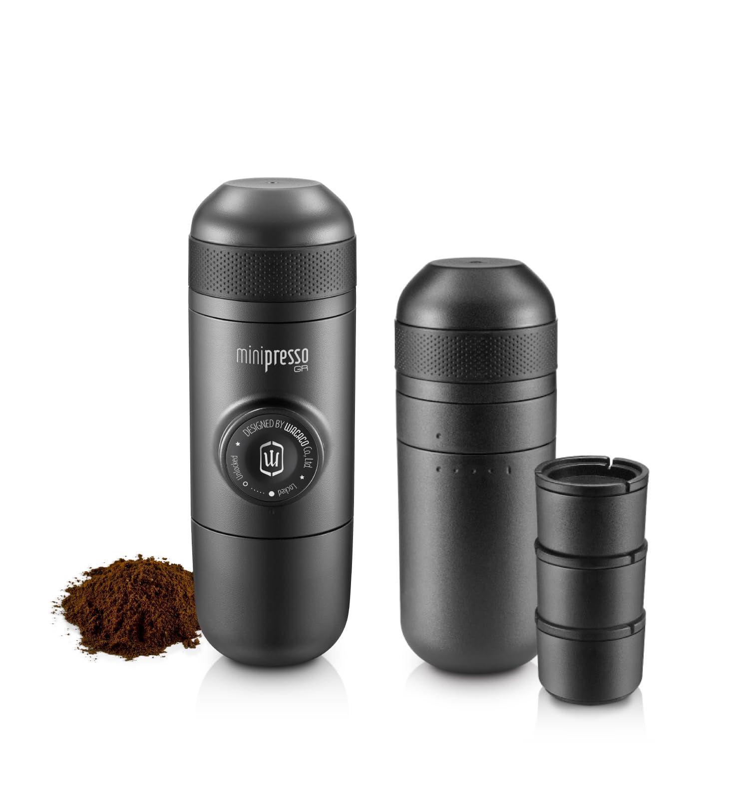 WACACO Minipresso GR + Kit Bundle - Portable Espresso Maker with Larger Water Tank &amp; 3 Filter Baskets for Lungo &amp; Regular Espresso